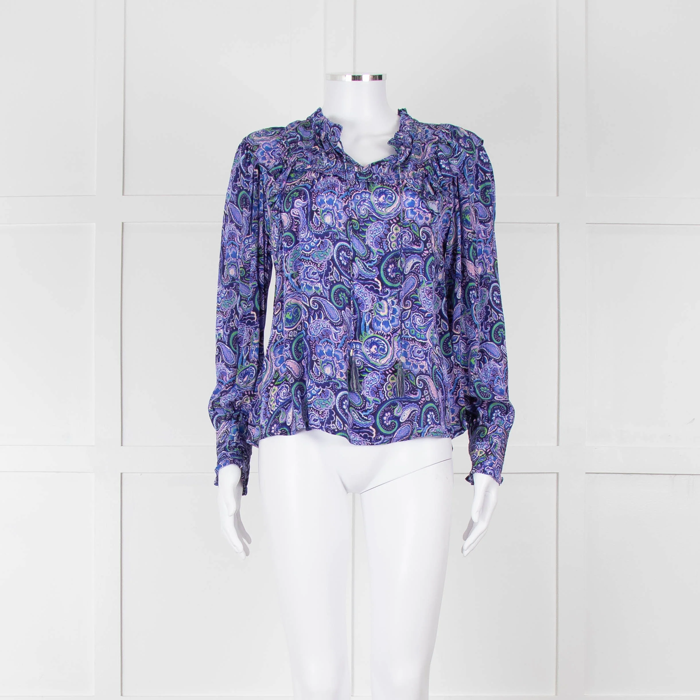 Molin Blue & Purple Patterned L/S Top With Frill