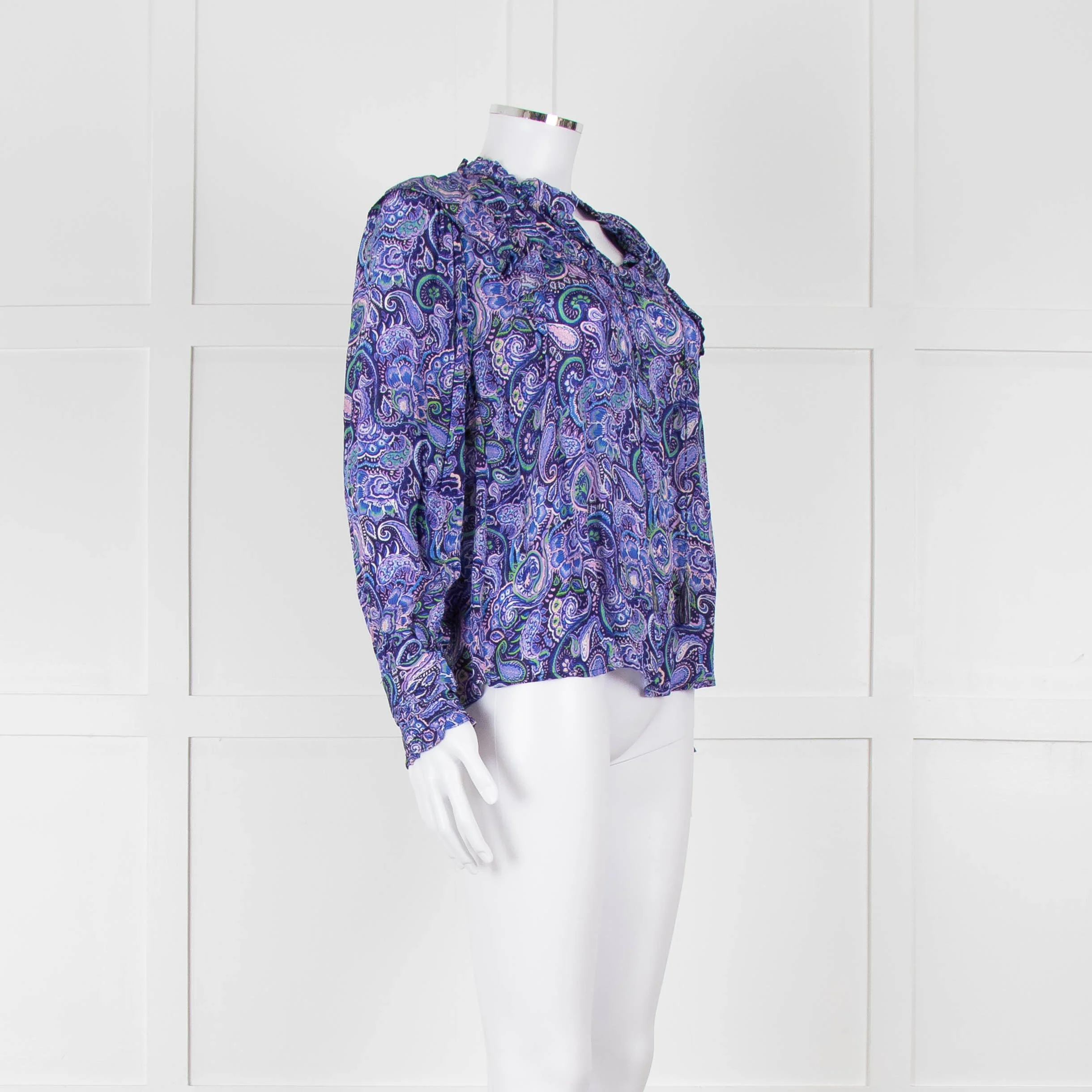 Molin Blue & Purple Patterned L/S Top With Frill - Image 2