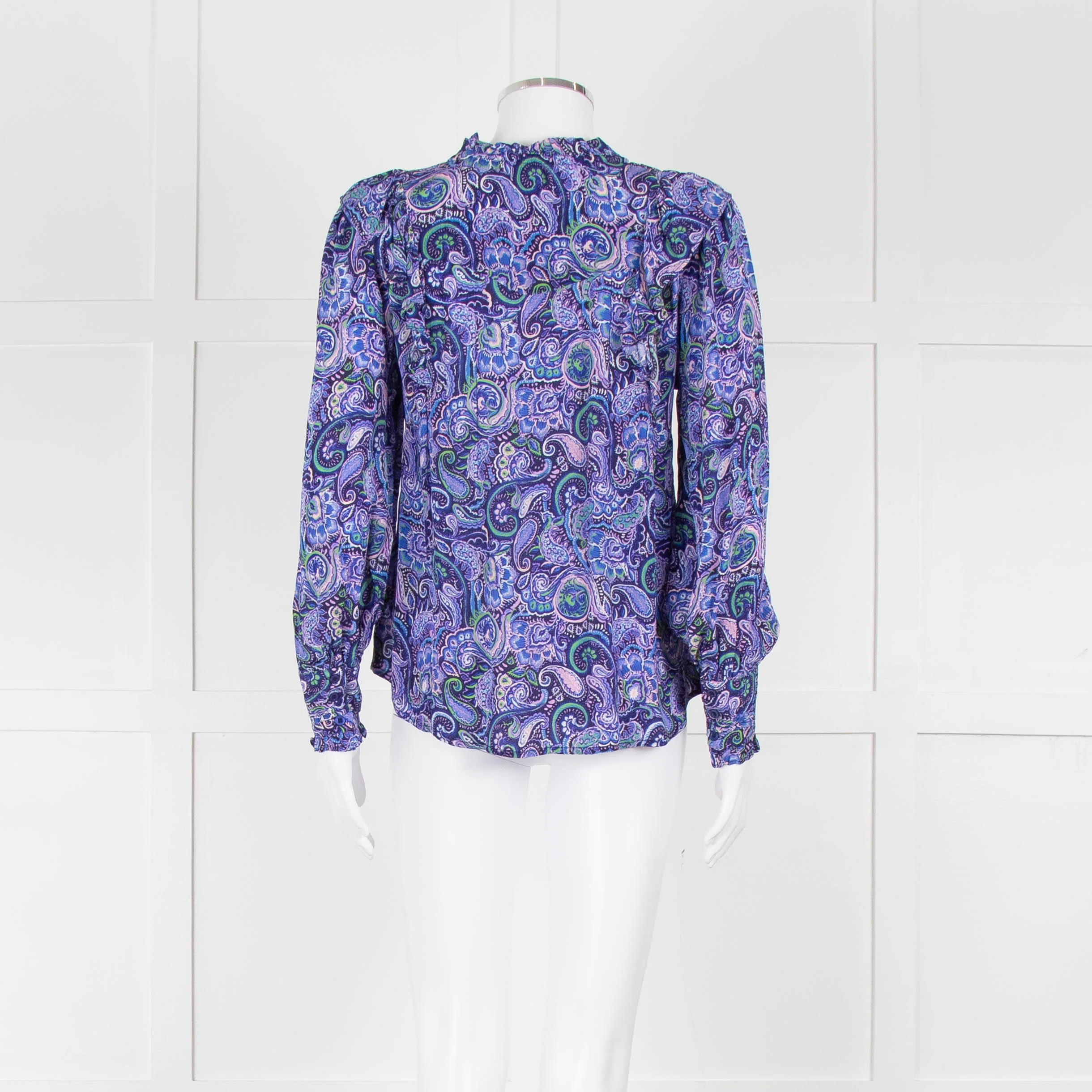 Molin Blue & Purple Patterned L/S Top With Frill - Image 5