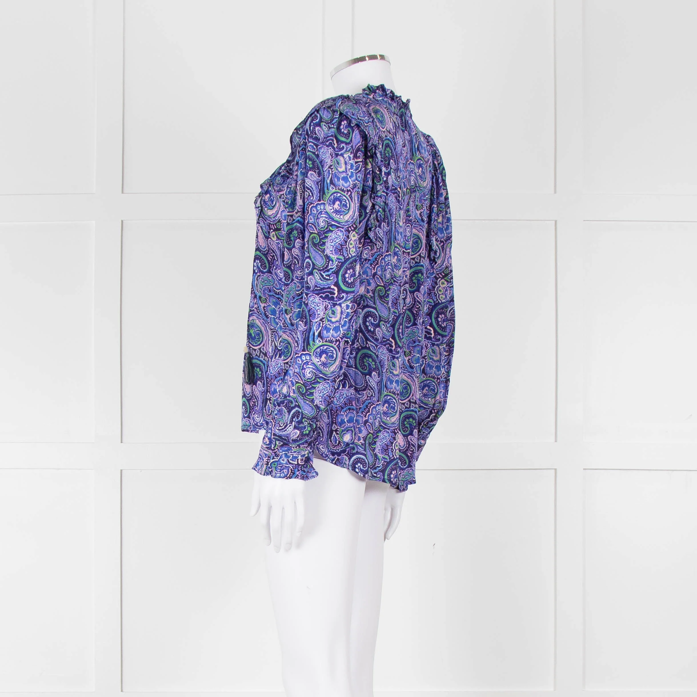 Molin Blue & Purple Patterned L/S Top With Frill - Image 6