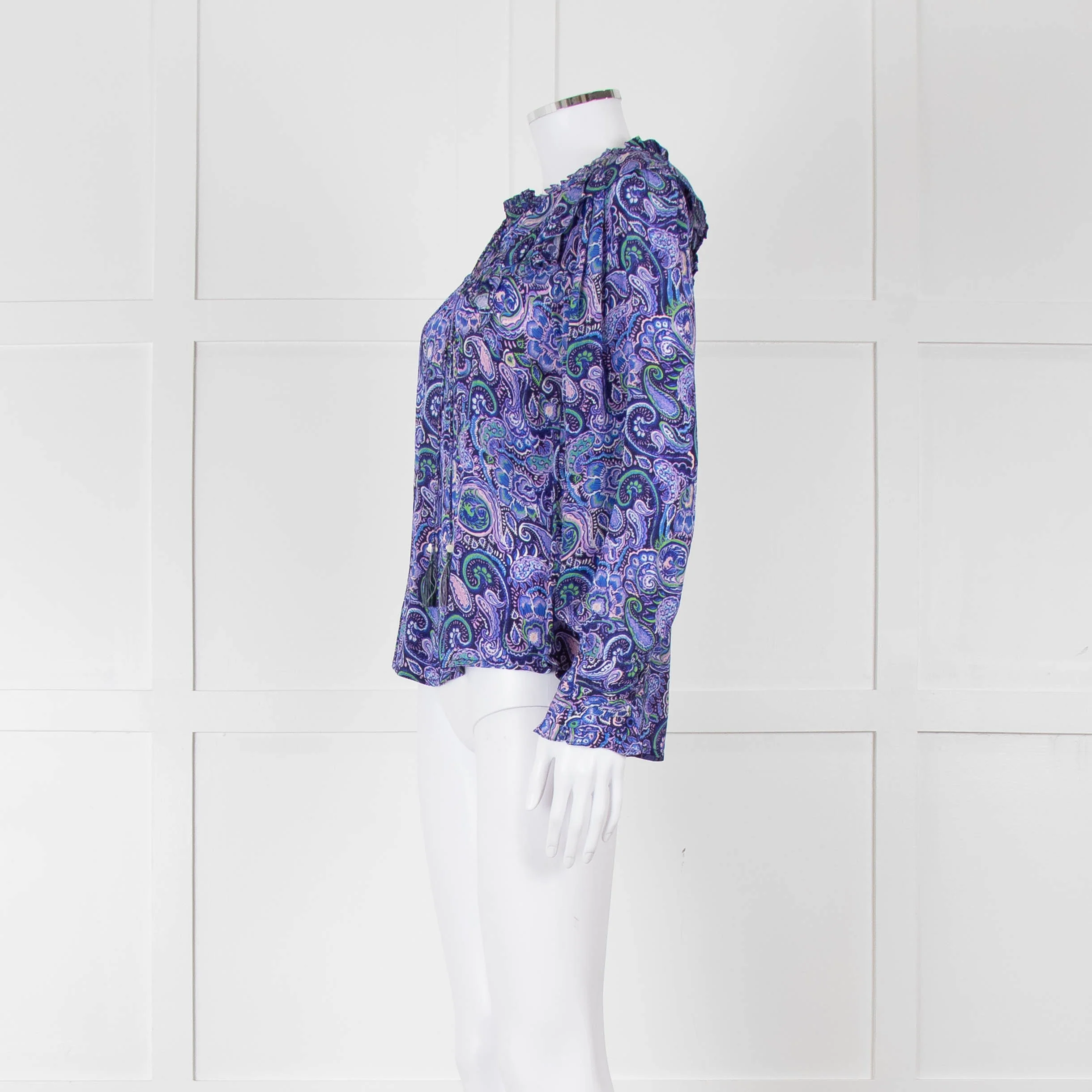 Molin Blue & Purple Patterned L/S Top With Frill - Image 7