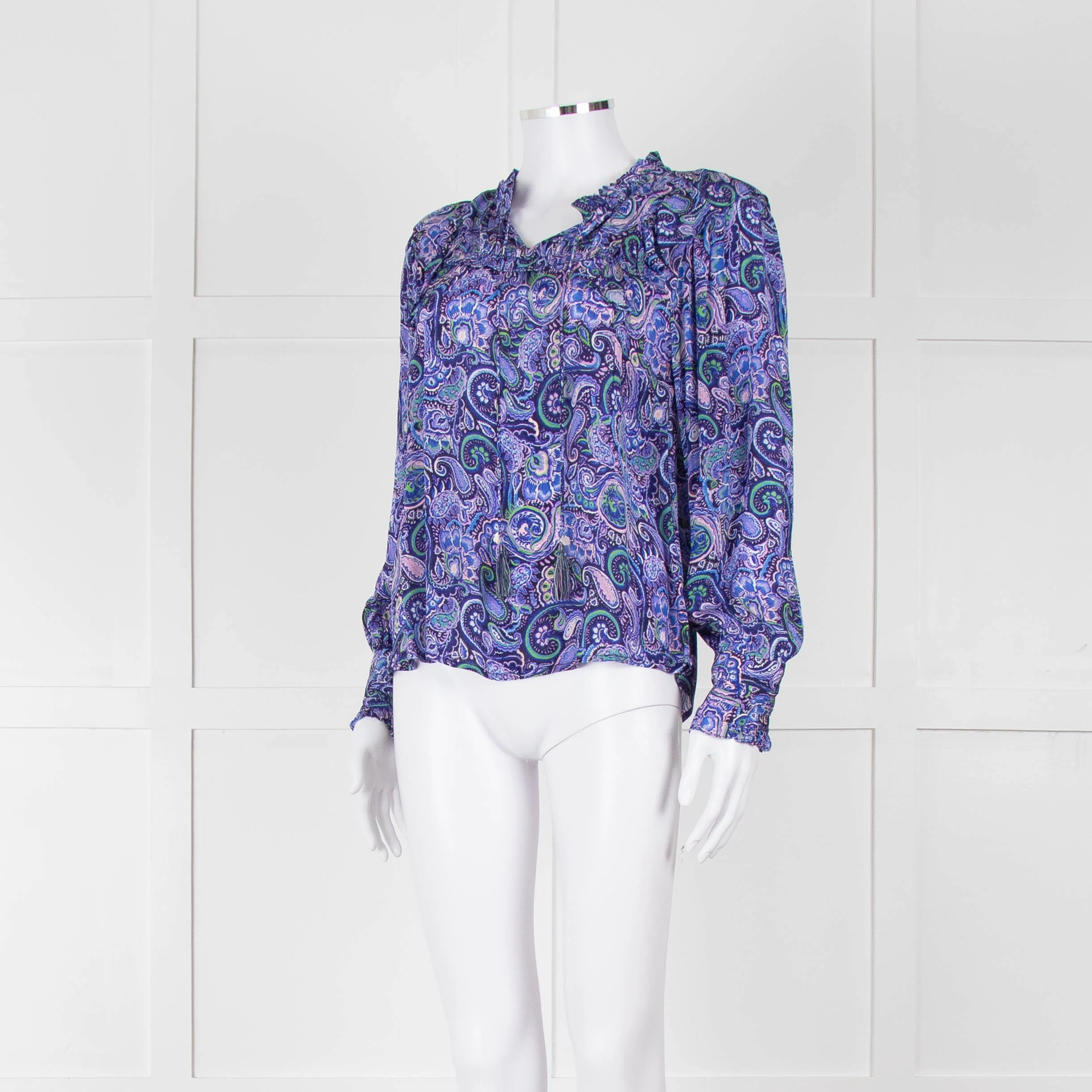 Molin Blue & Purple Patterned L/S Top With Frill - Image 8