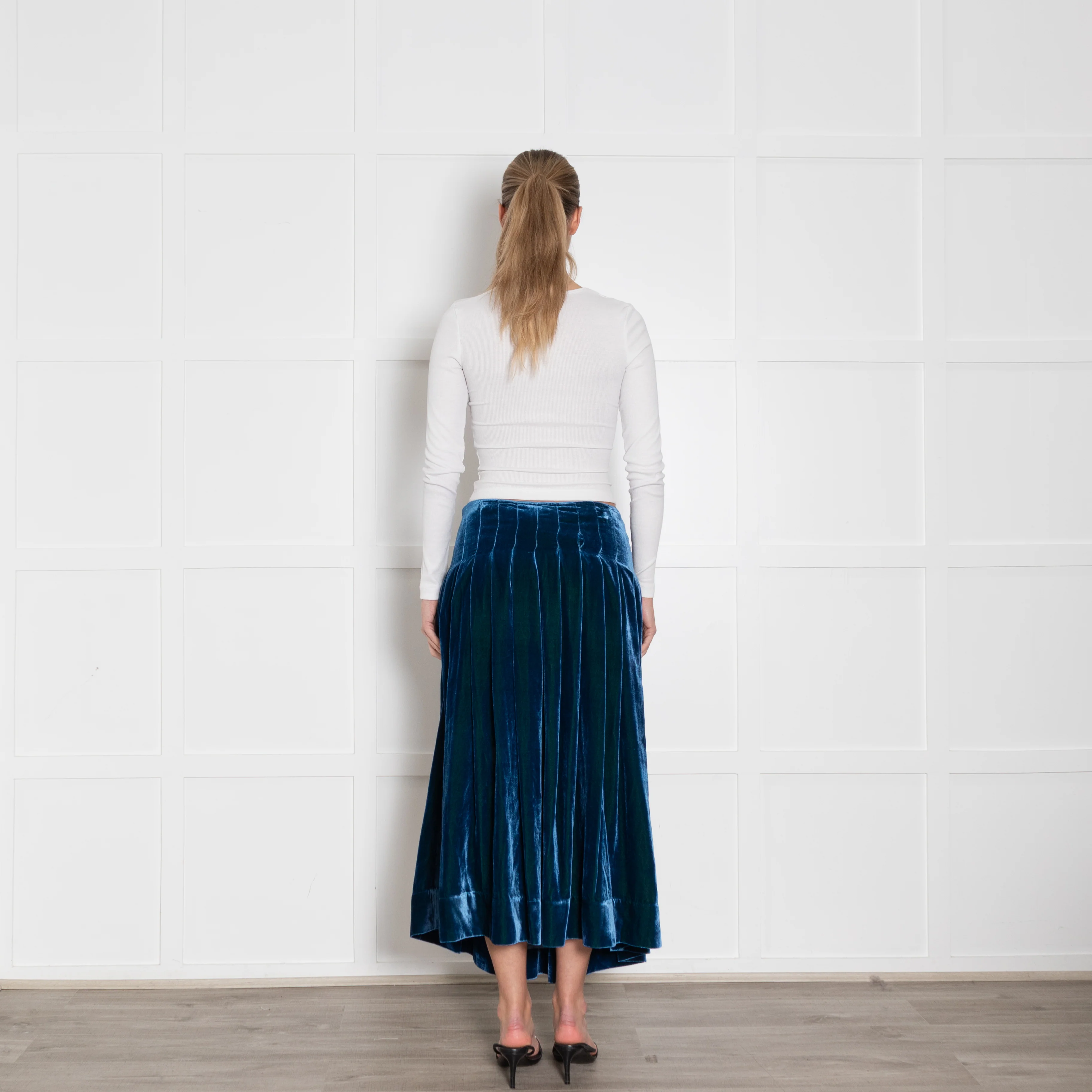 Moloh Blue Velvet Pleated Full Skirt - Image 5