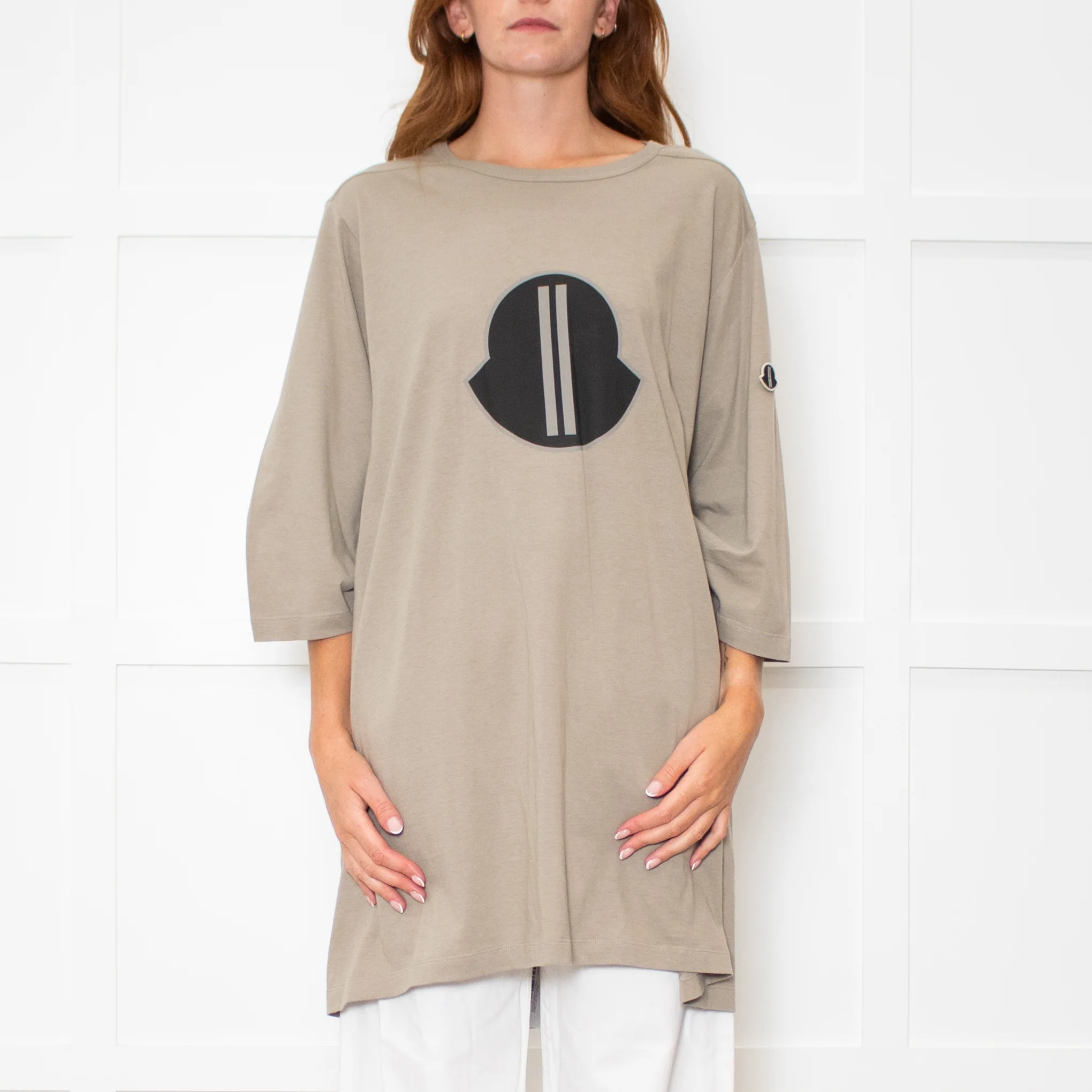 Moncler Genius x Rick Owens Khaki Logo T Shirt - Image 2