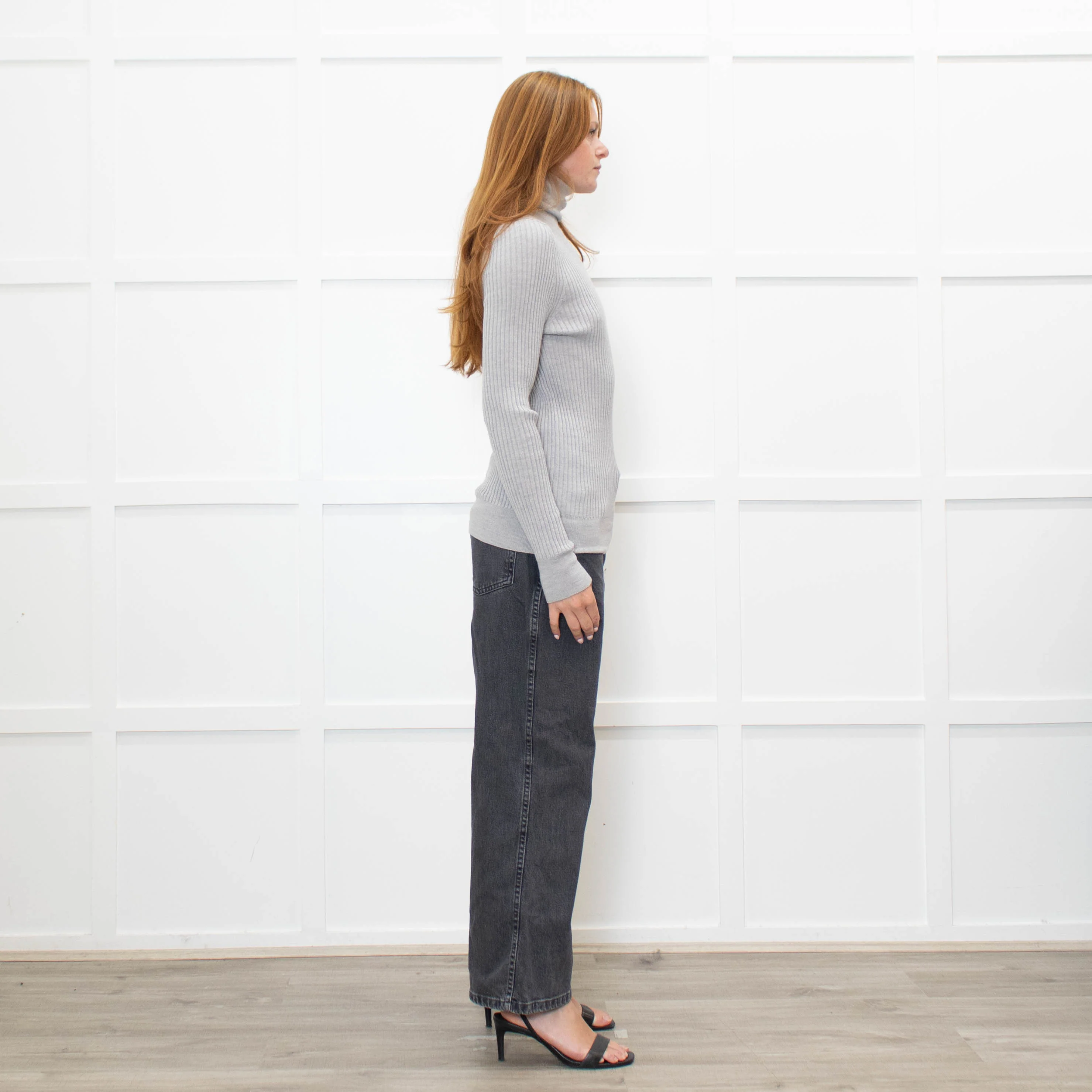 Moncler Grey Ribbed Wool Rollneck Jumper - Image 6