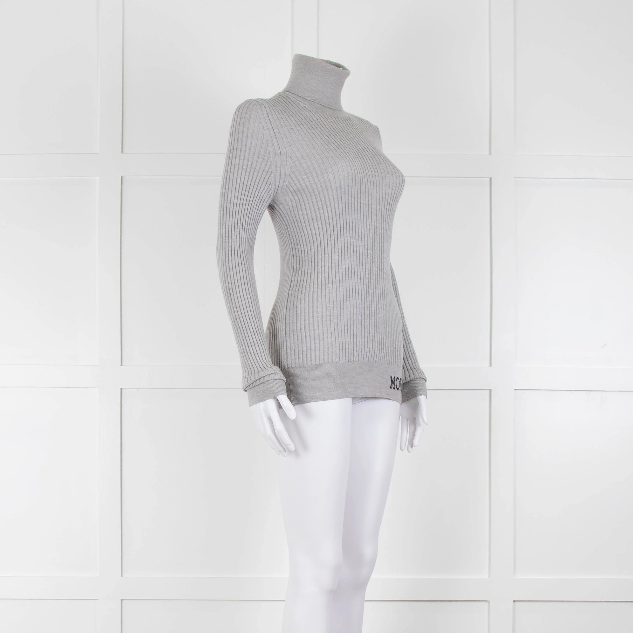 Moncler Light Grey Ribbed Wool Rollneck - Image 2