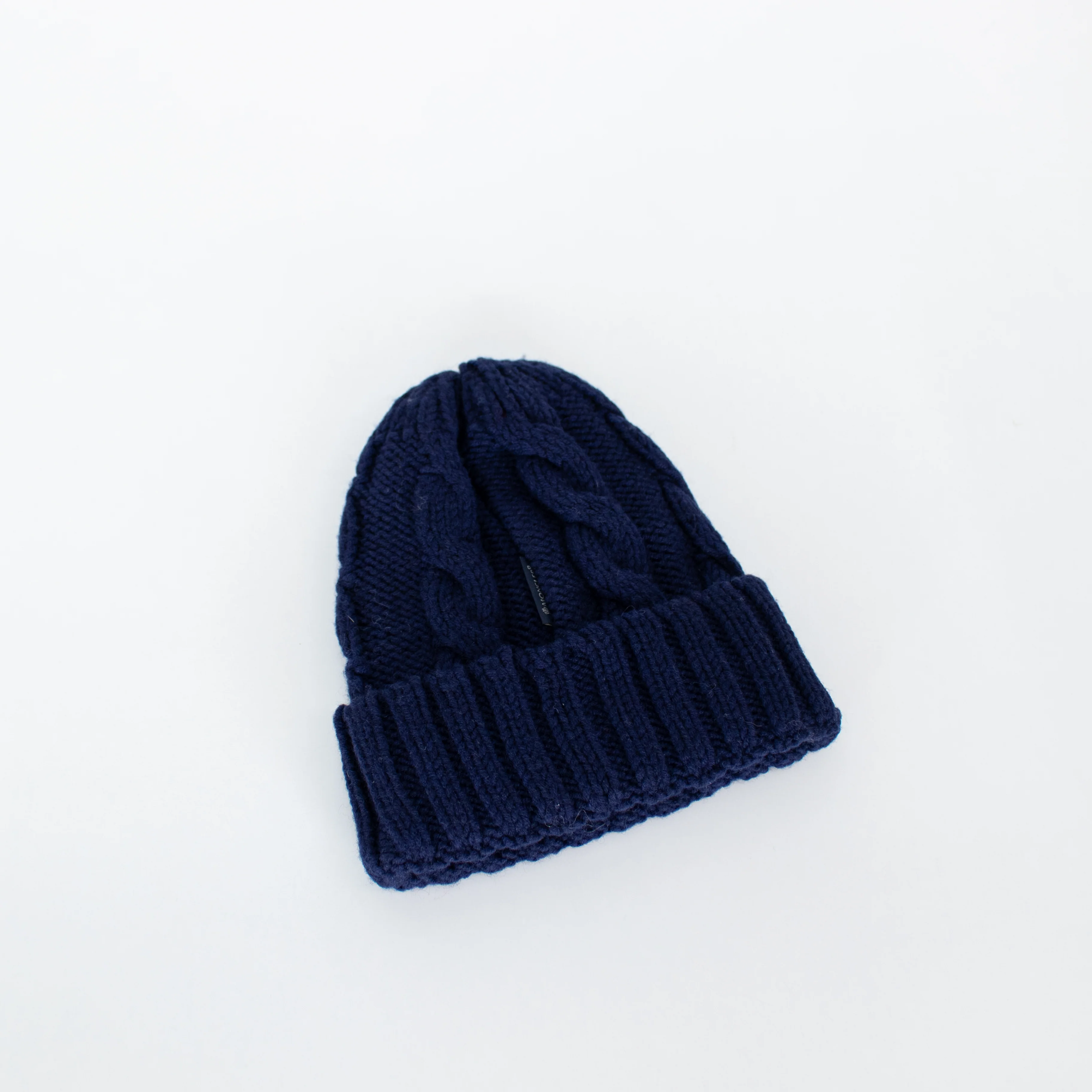 Moncler Navy Cable Knit Beanie Hat - Image 4