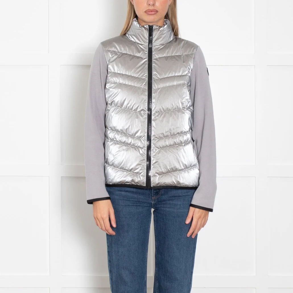 Moncler Silver Panelled Wool-Blend & Quilted Shell Down Jacket - Image 2