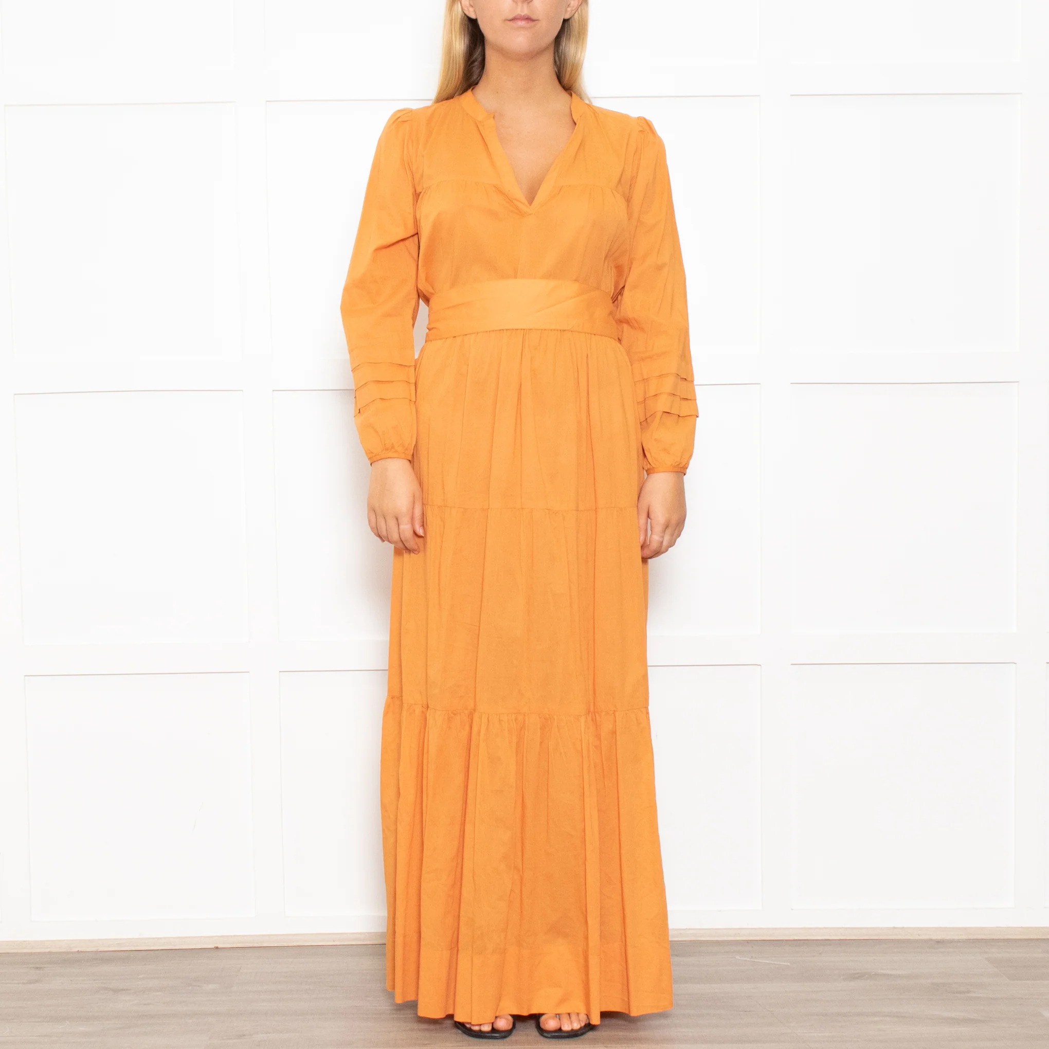 Mondo Corsini Orange Tiered Midi Dress - Image 2