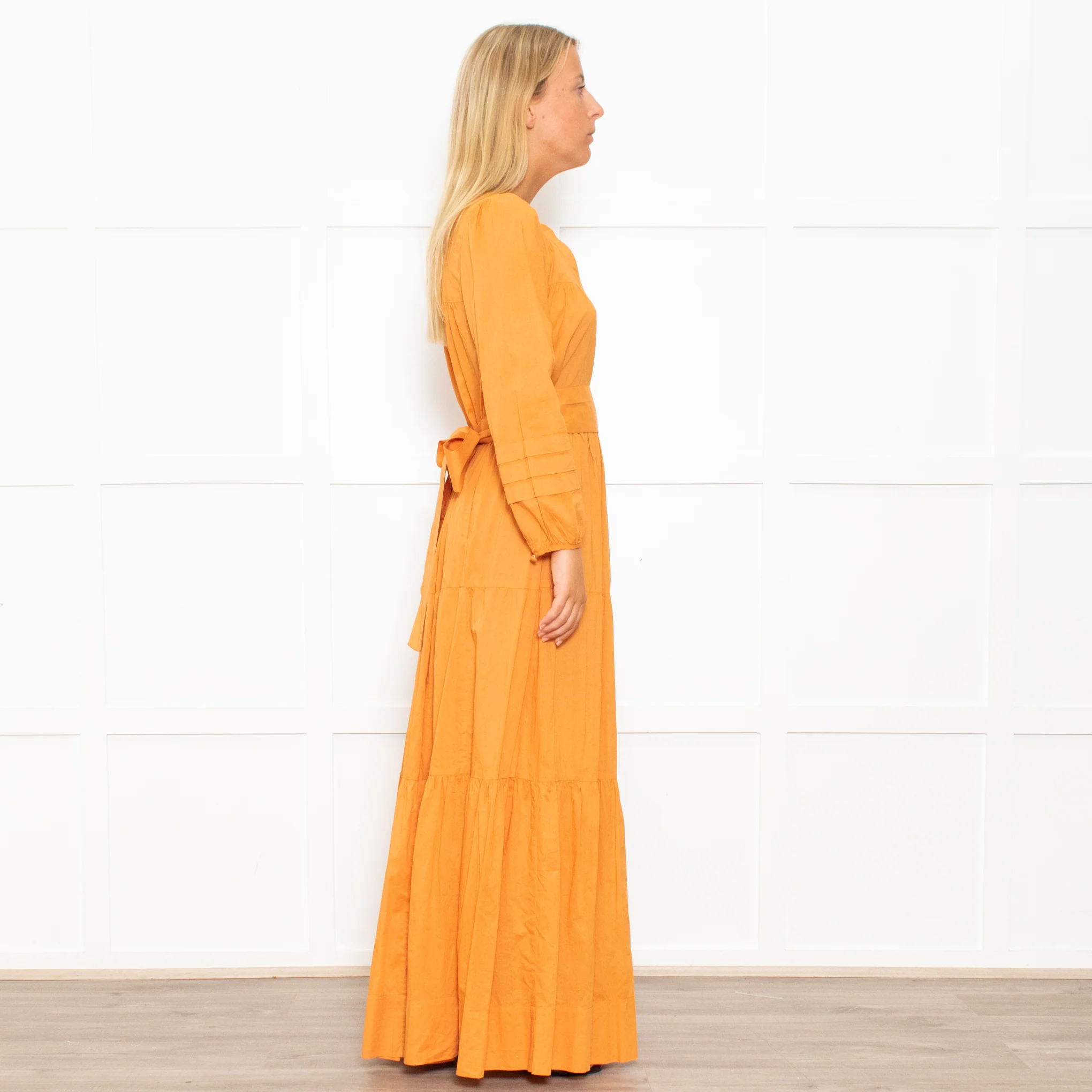 Mondo Corsini Orange Tiered Midi Dress - Image 6