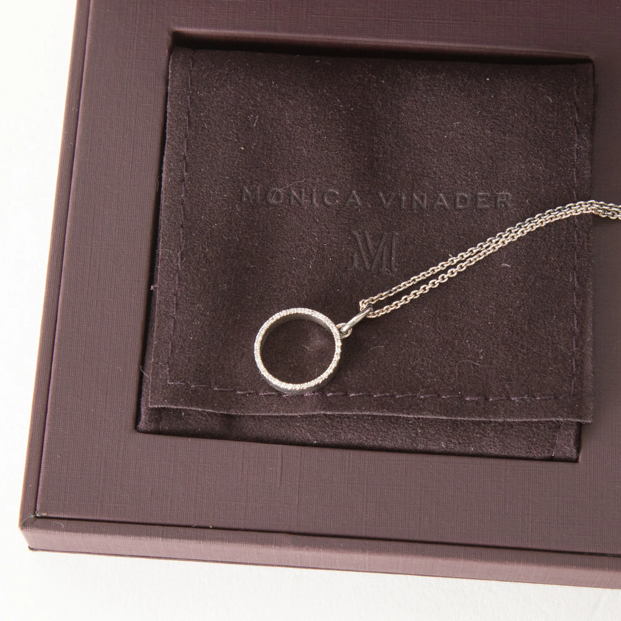 Monica Vinader Sterling Silver Diamond Circle With Chain Necklace - Image 3