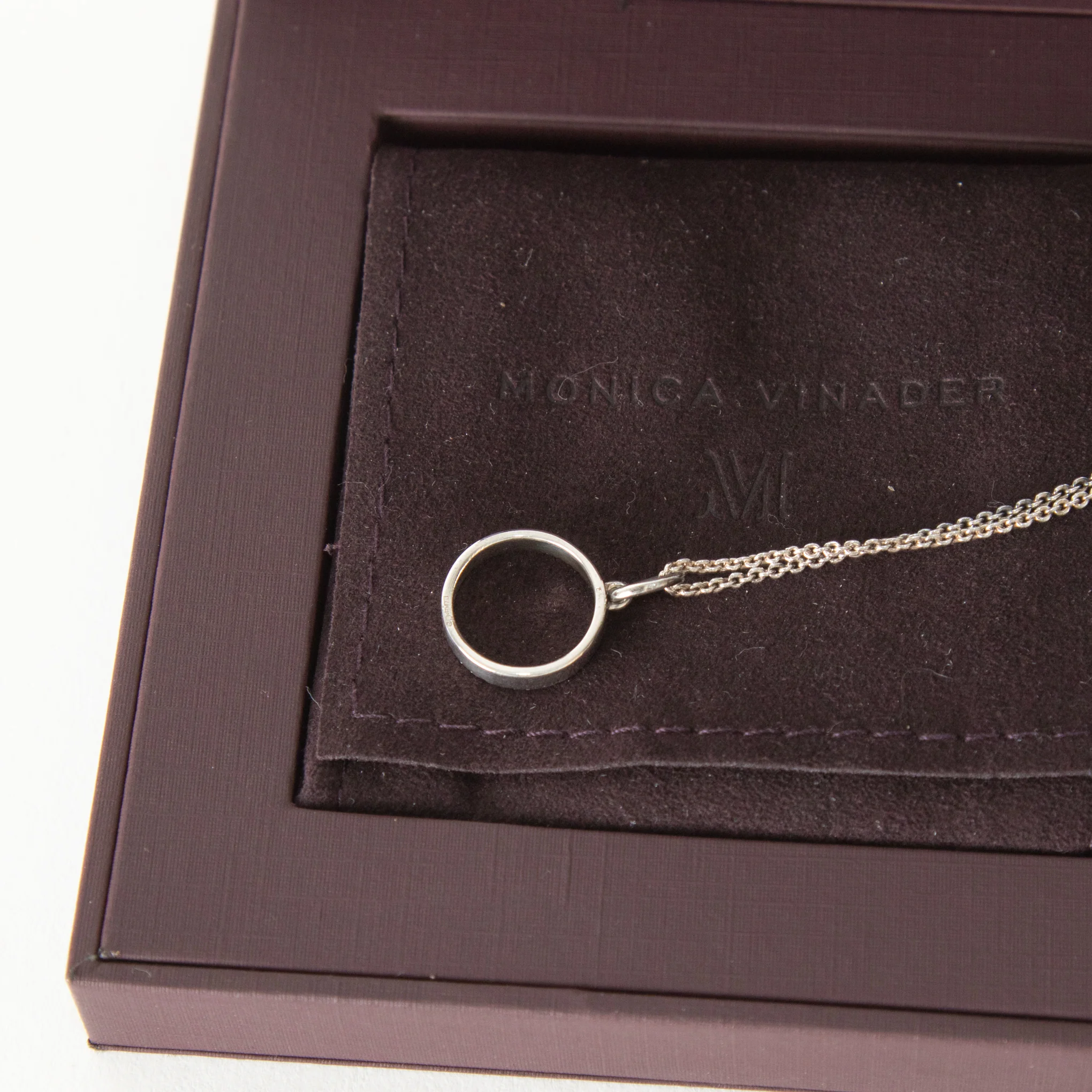Monica Vinader Sterling Silver Diamond Circle With Chain Necklace - Image 4