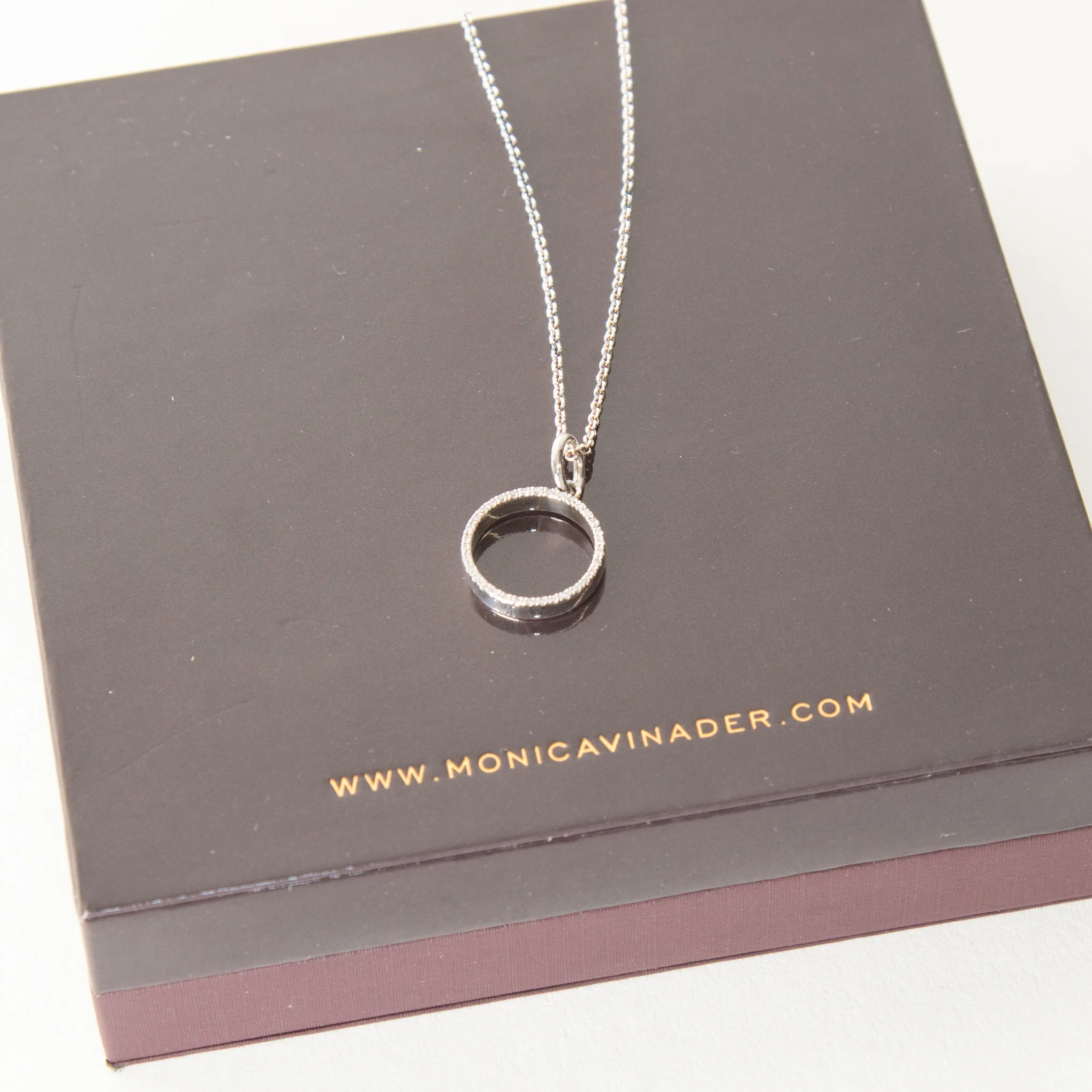 Monica Vinader Sterling Silver Diamond Circle With Chain Necklace - Image 8