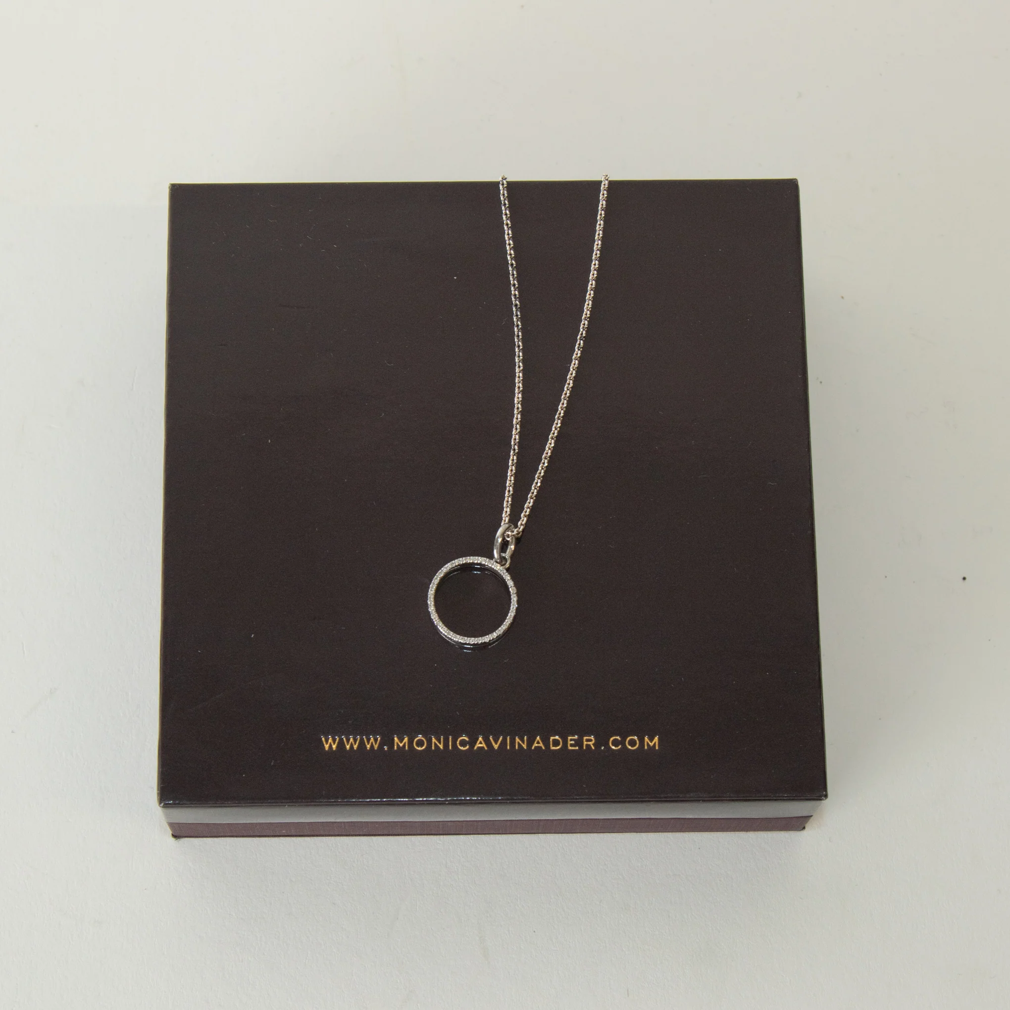 Monica Vinader Sterling Silver Diamond Circle With Chain Necklace - Image 9
