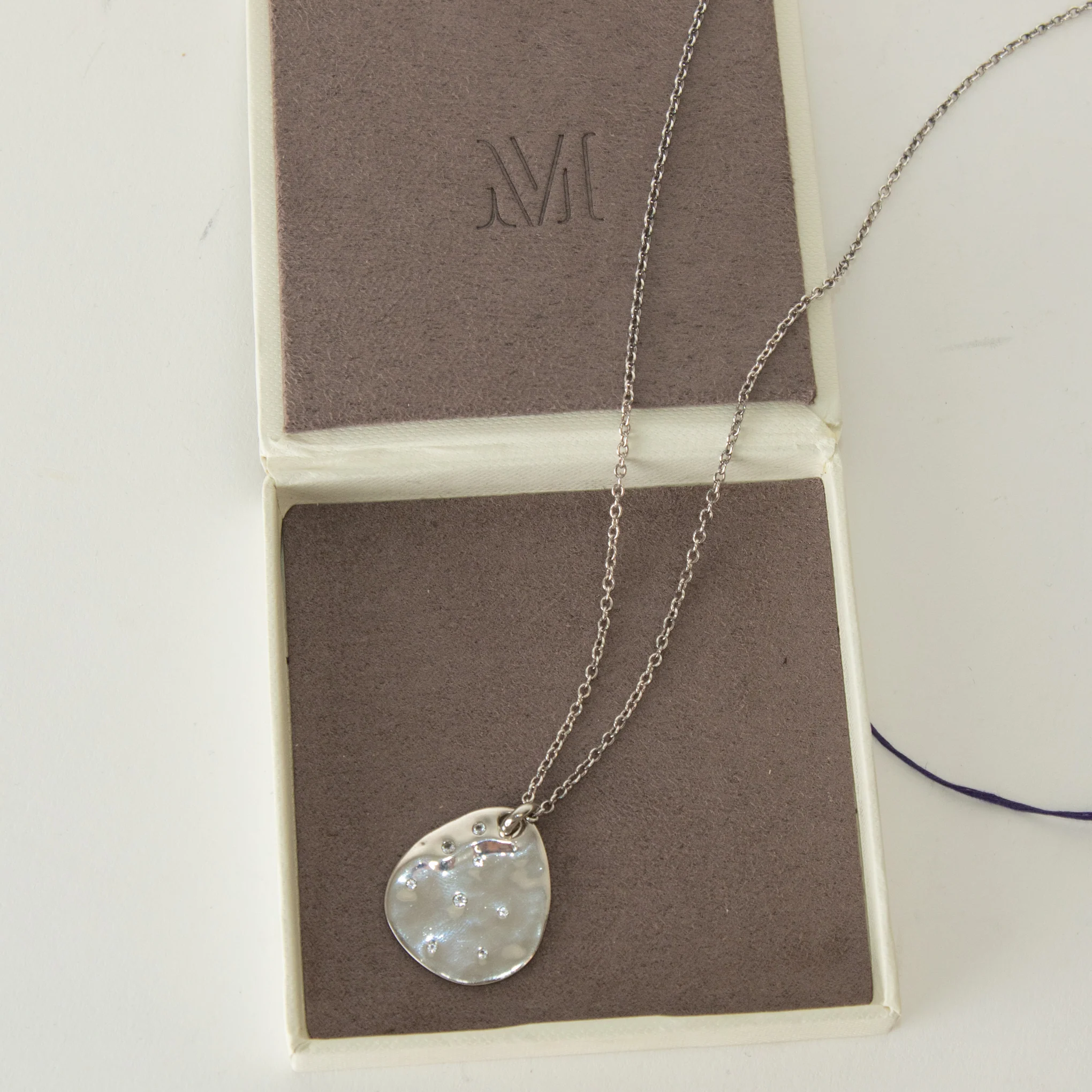 Monica Vinader Sterling Silver Diamond Petal Pendant With Chain - Image 3