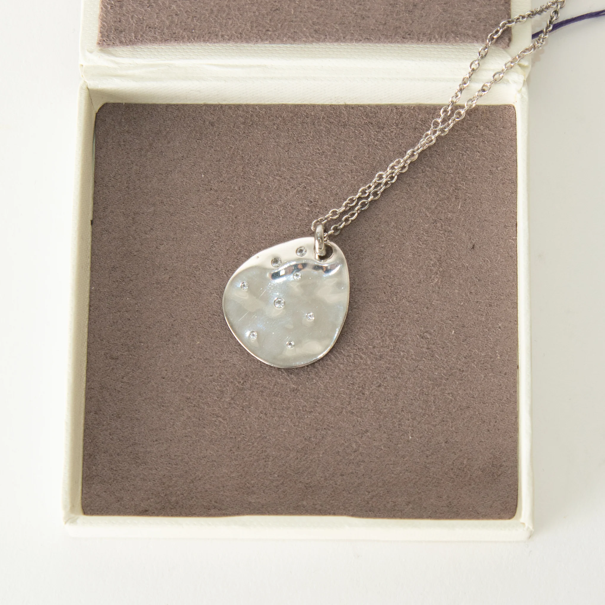 Monica Vinader Sterling Silver Diamond Petal Pendant With Chain - Image 5
