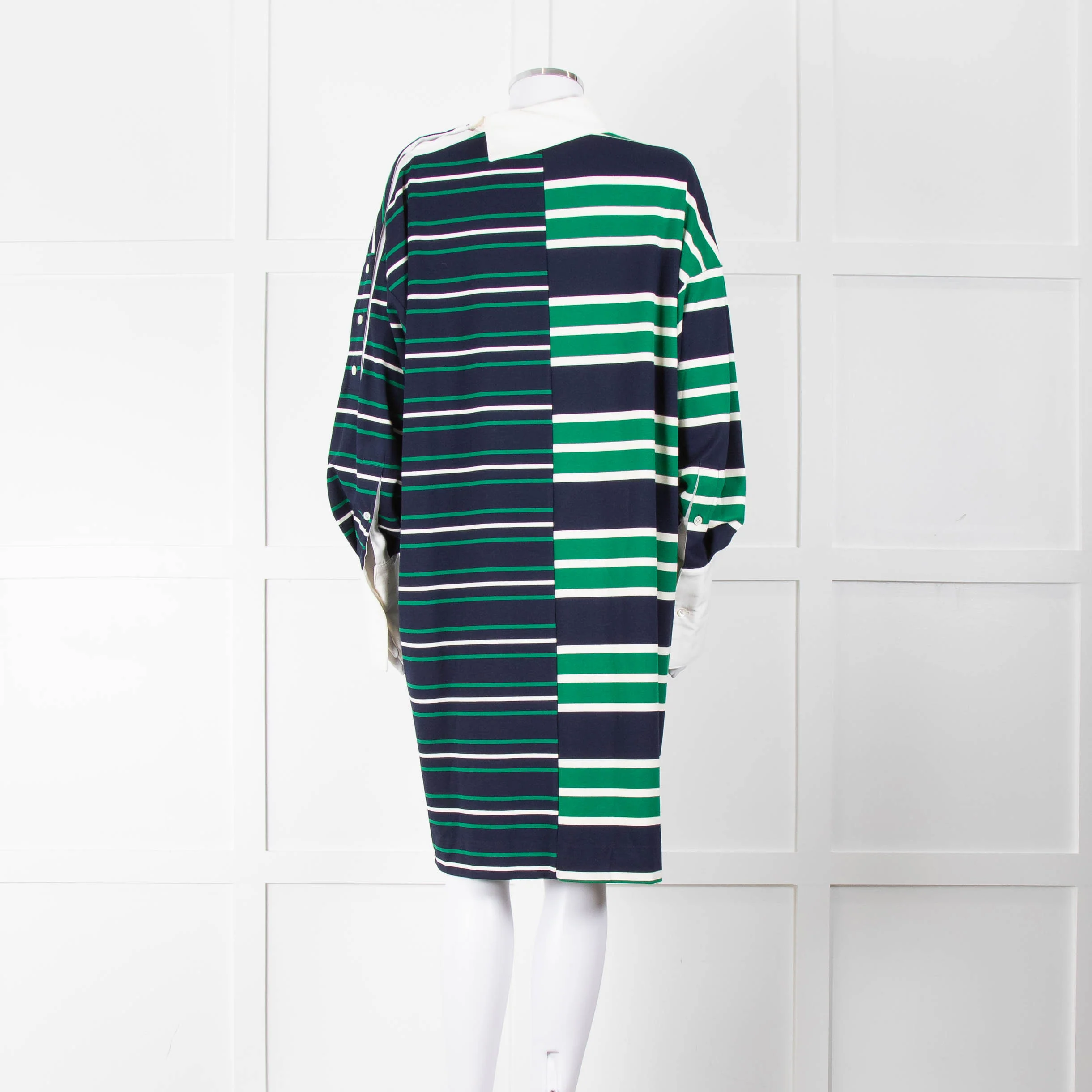 Monse Navy Green Striped Cotton Tunic Dress - Image 5