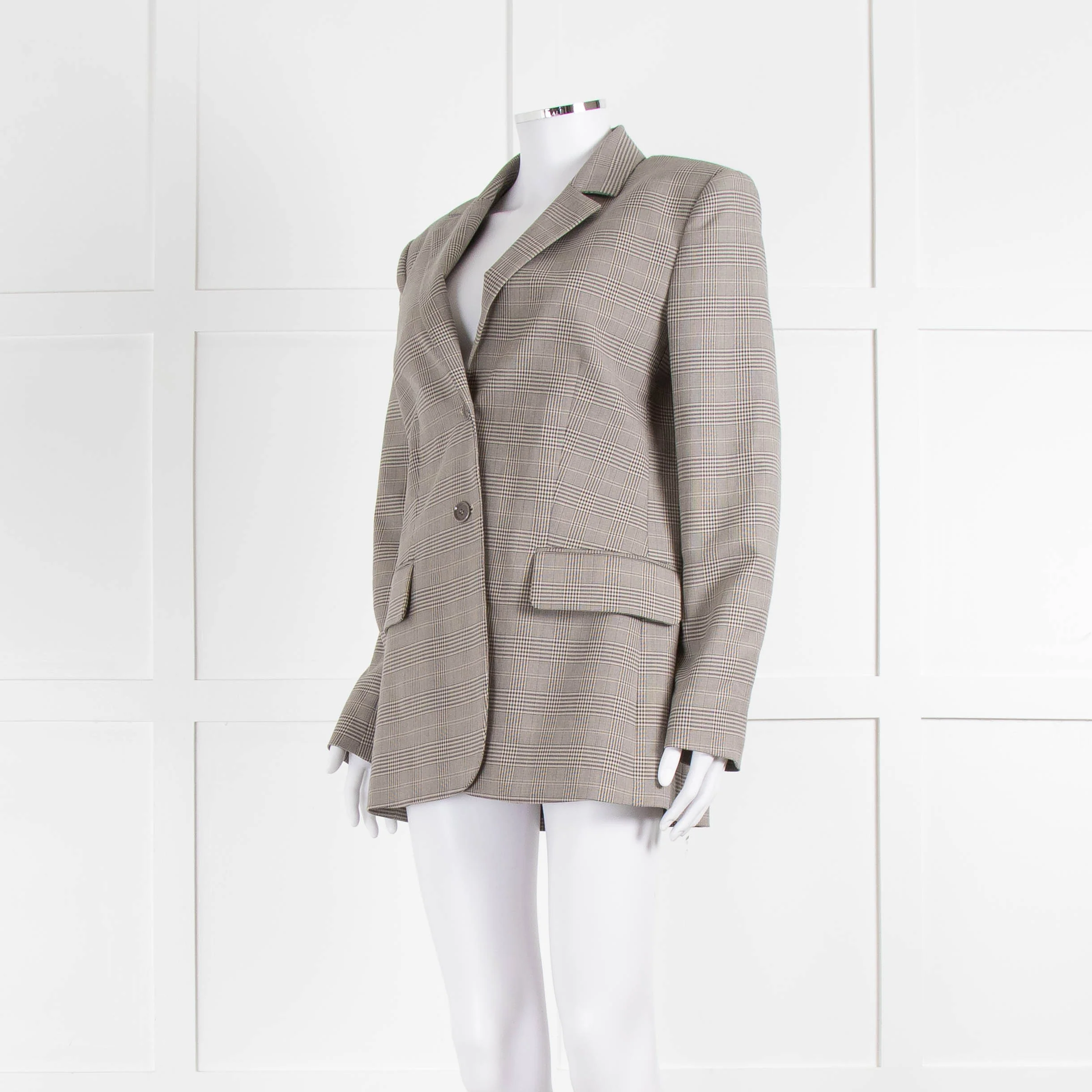 Moschino Boutique Beige Brown Check Blazer Jacket - Image 8
