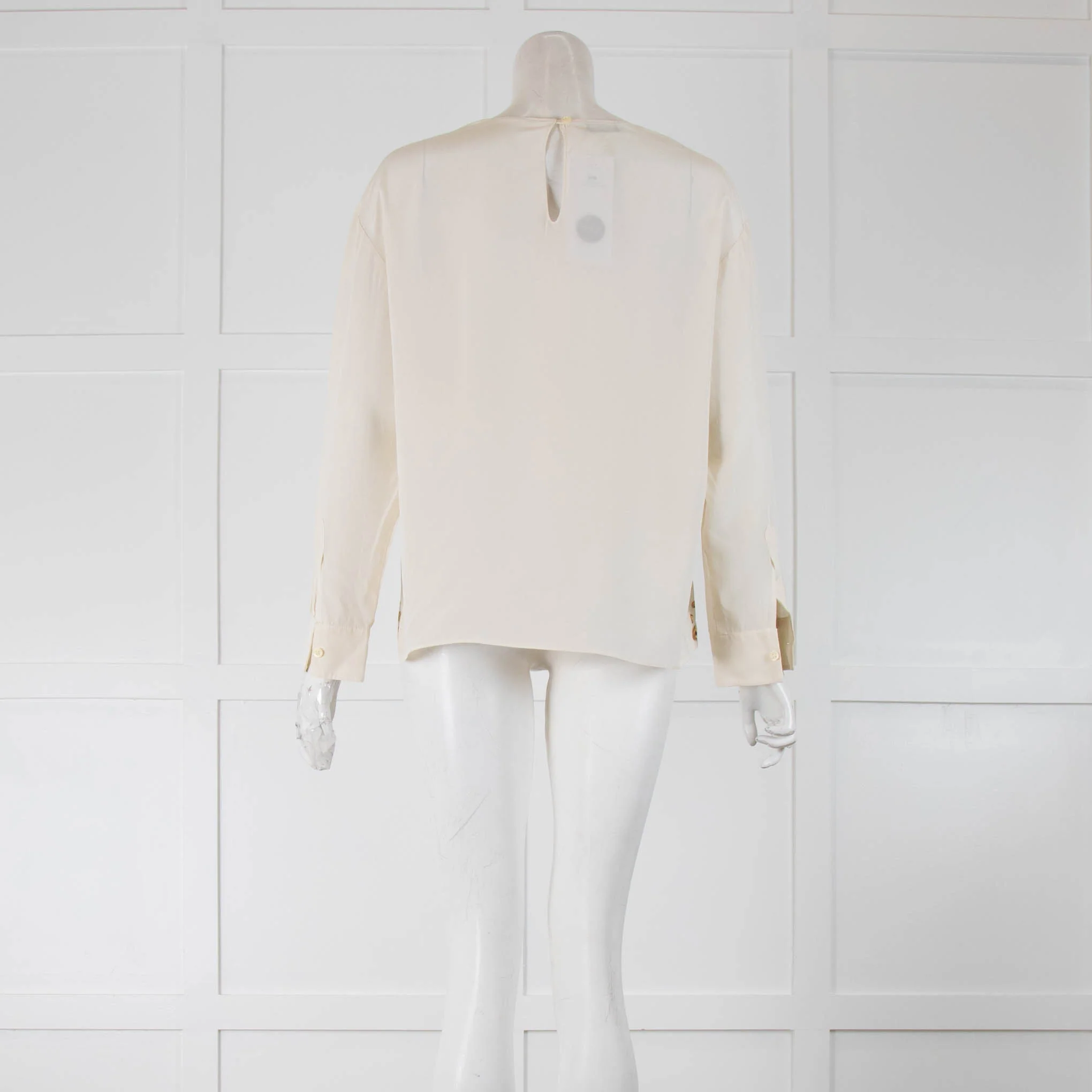 Moschino Cheap N Chic Cream Silk Blouse with Gold Print Detailing - Image 3