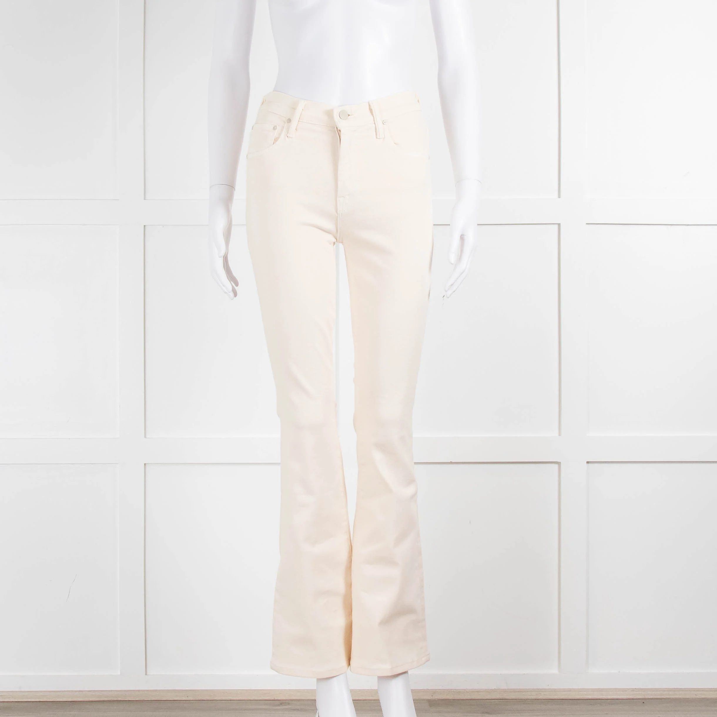 Mother Cream Denim The Weekender Flared Jeans