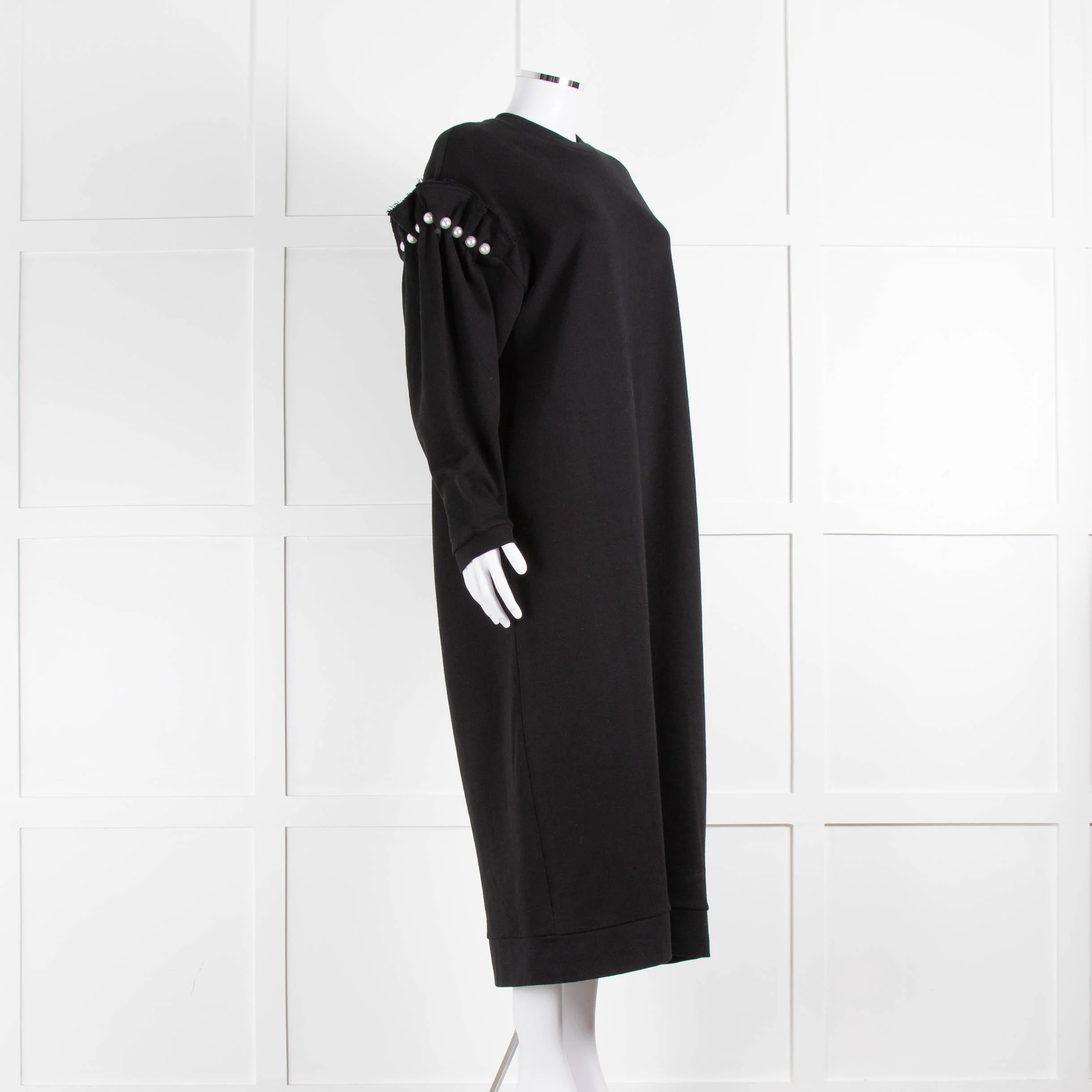 Mother Of Pearl Black Pearl Detail Cotton Sweatshirt Dress - Image 2