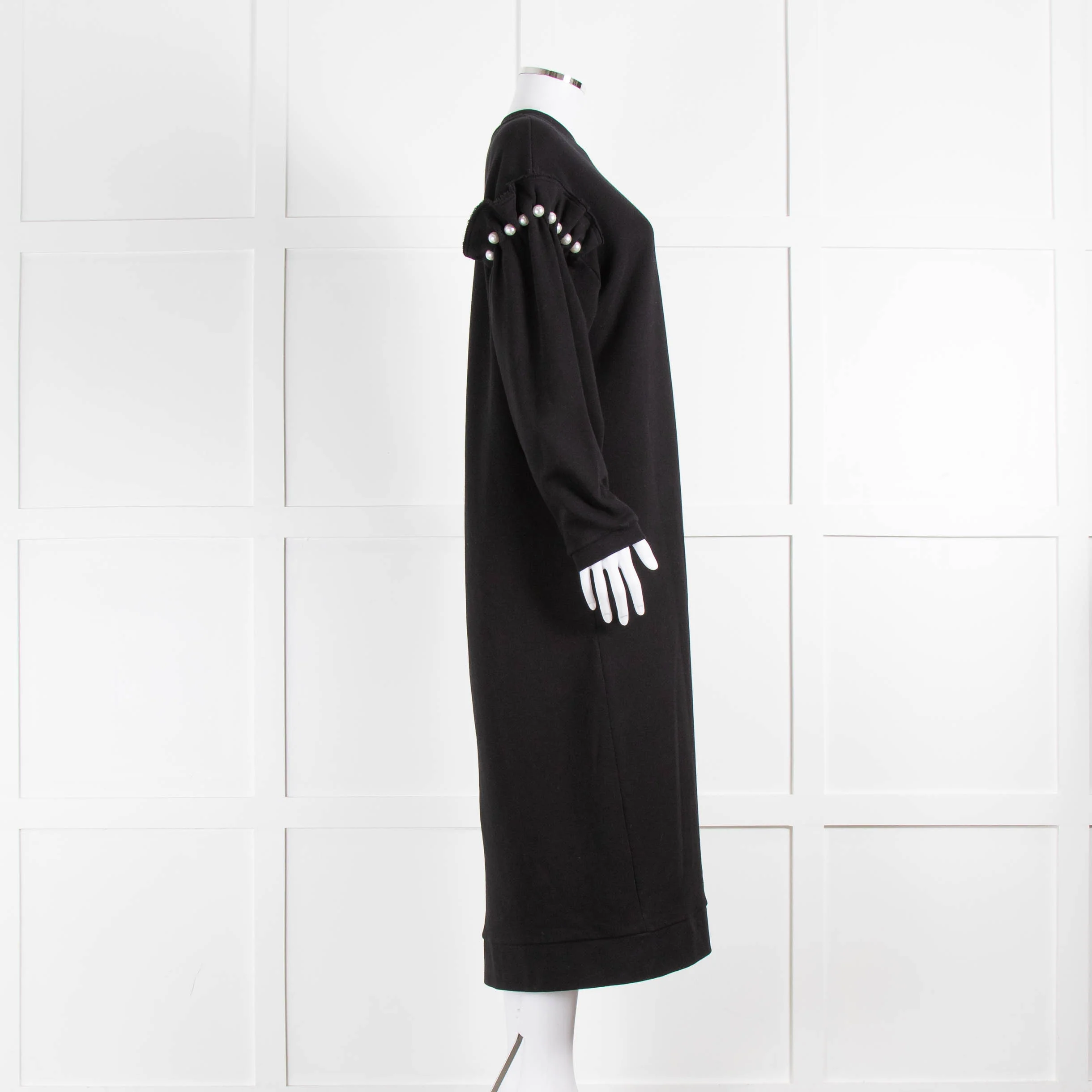 Mother Of Pearl Black Pearl Detail Cotton Sweatshirt Dress - Image 3