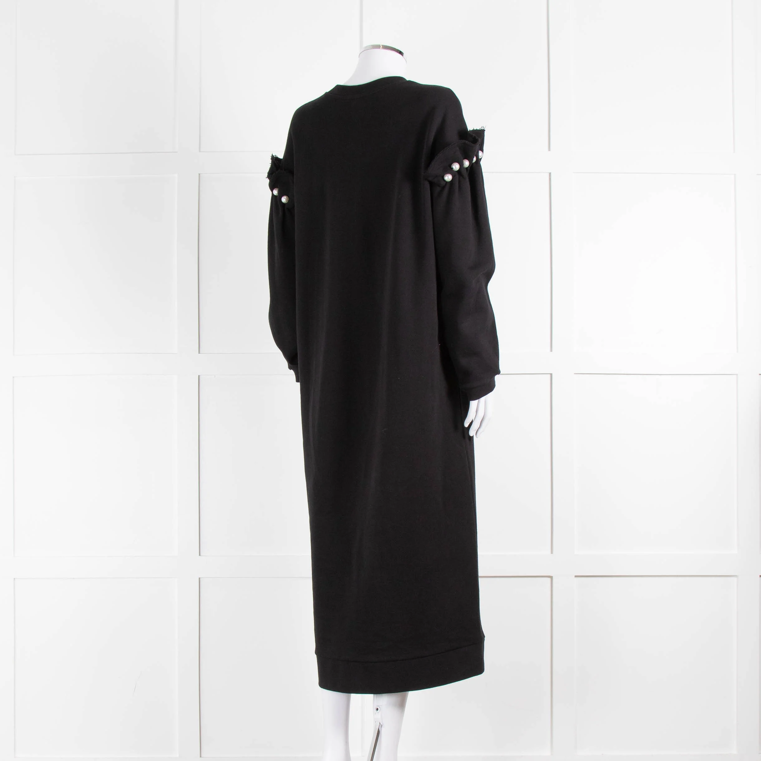 Mother Of Pearl Black Pearl Detail Cotton Sweatshirt Dress - Image 4