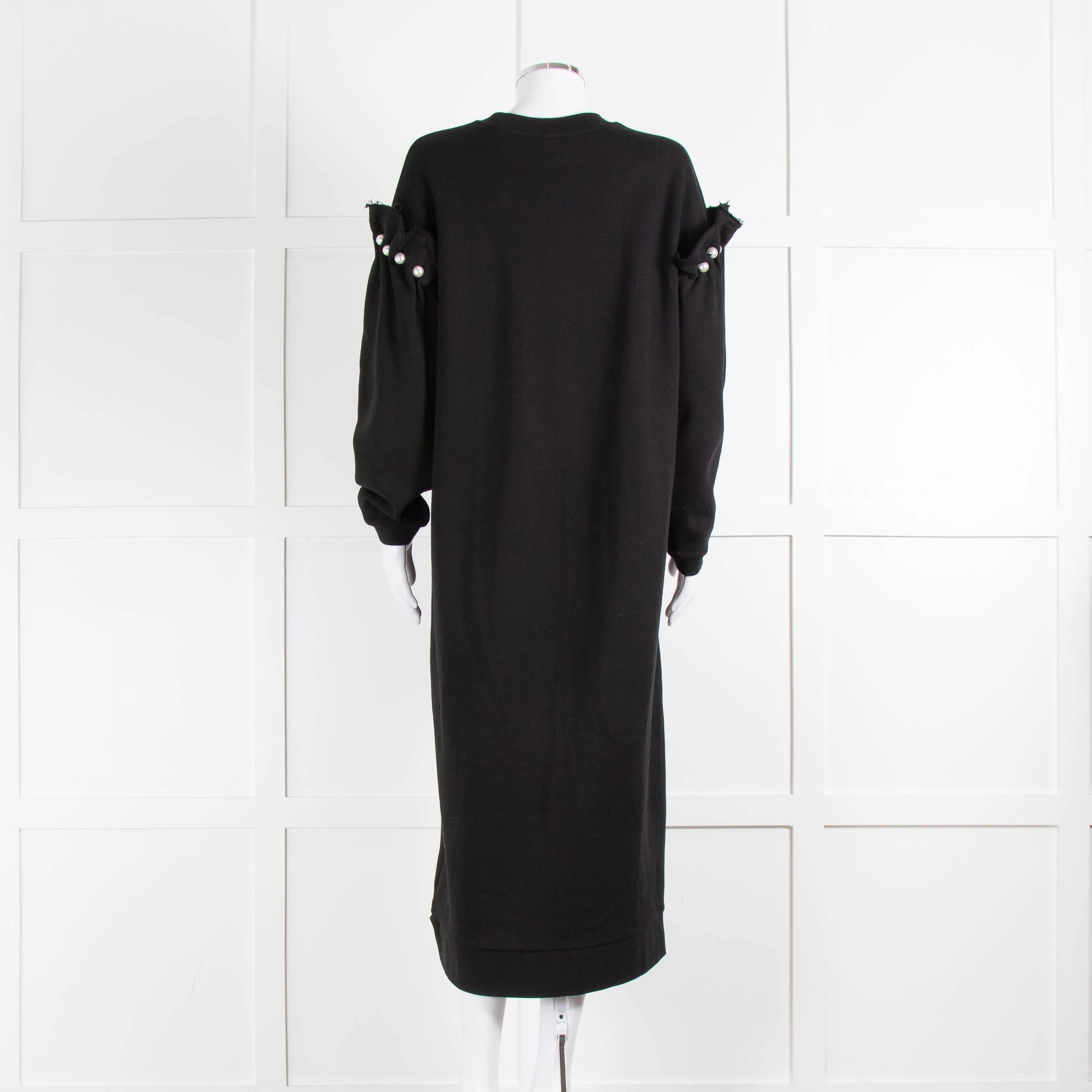 Mother Of Pearl Black Pearl Detail Cotton Sweatshirt Dress - Image 5