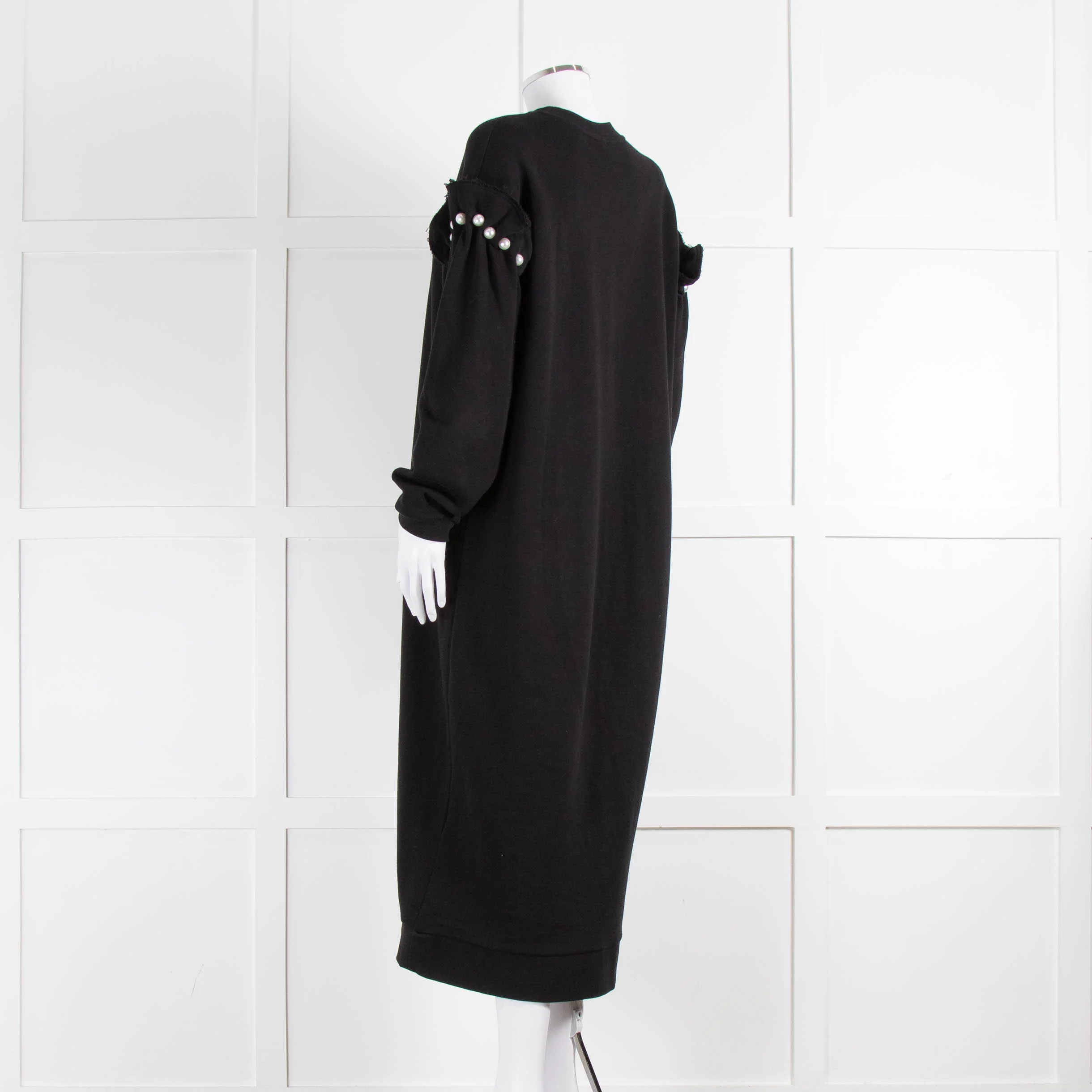 Mother Of Pearl Black Pearl Detail Cotton Sweatshirt Dress - Image 6