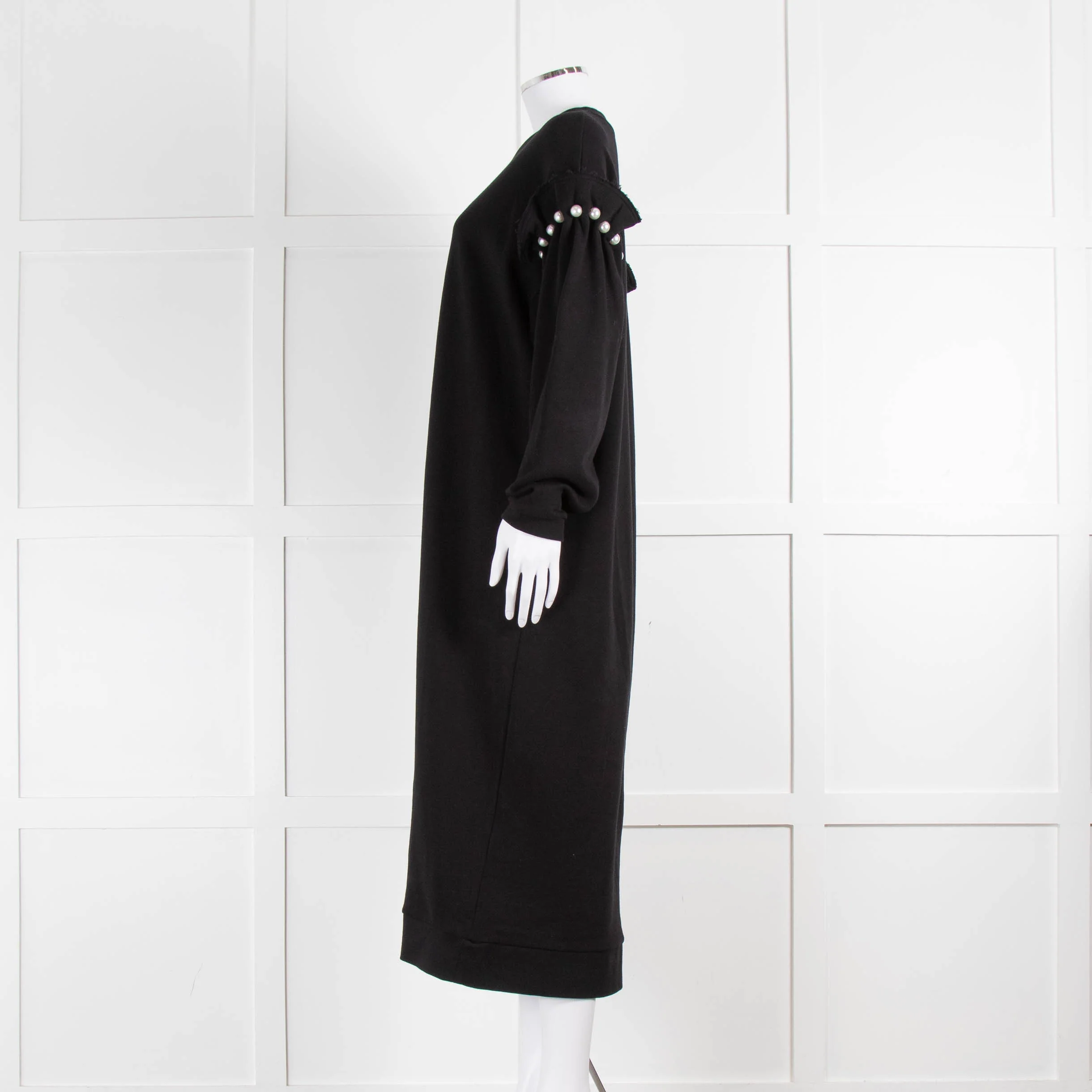 Mother Of Pearl Black Pearl Detail Cotton Sweatshirt Dress - Image 7