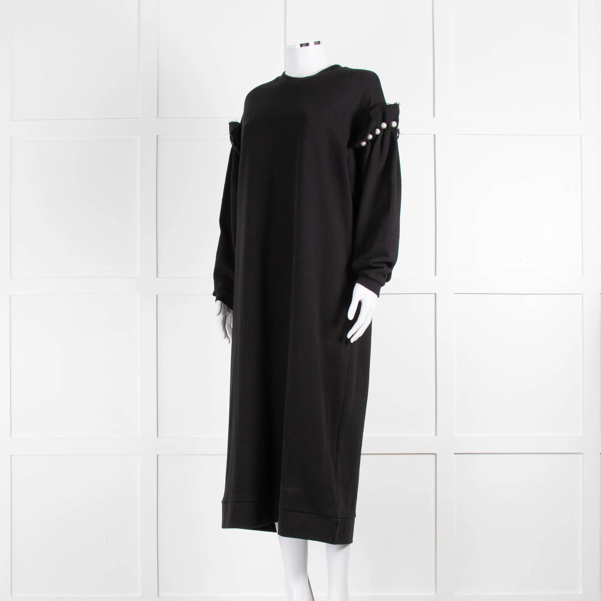 Mother Of Pearl Black Pearl Detail Cotton Sweatshirt Dress - Image 8
