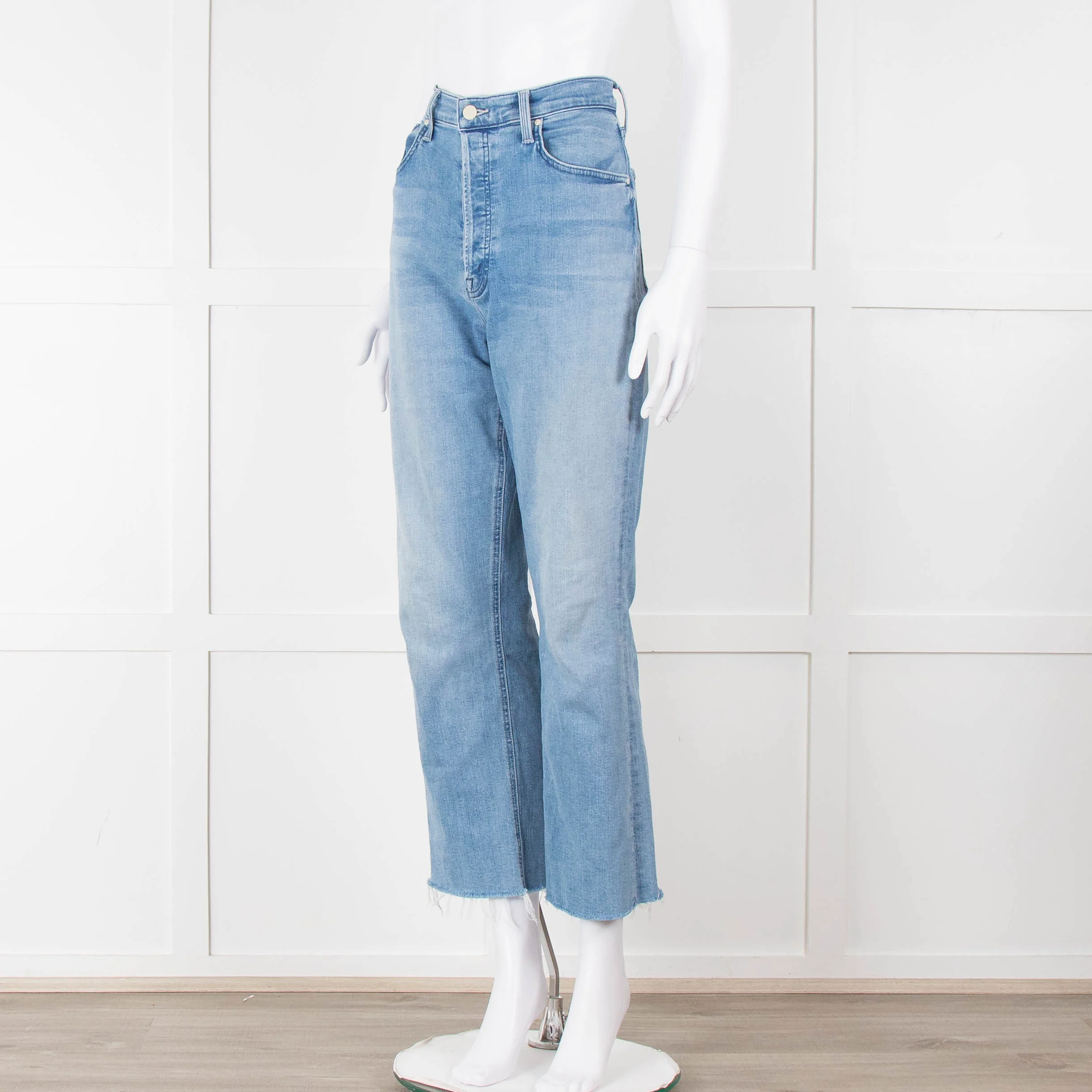Mother Pale Blue The Tripper Ankle Fray Jeans - Image 7