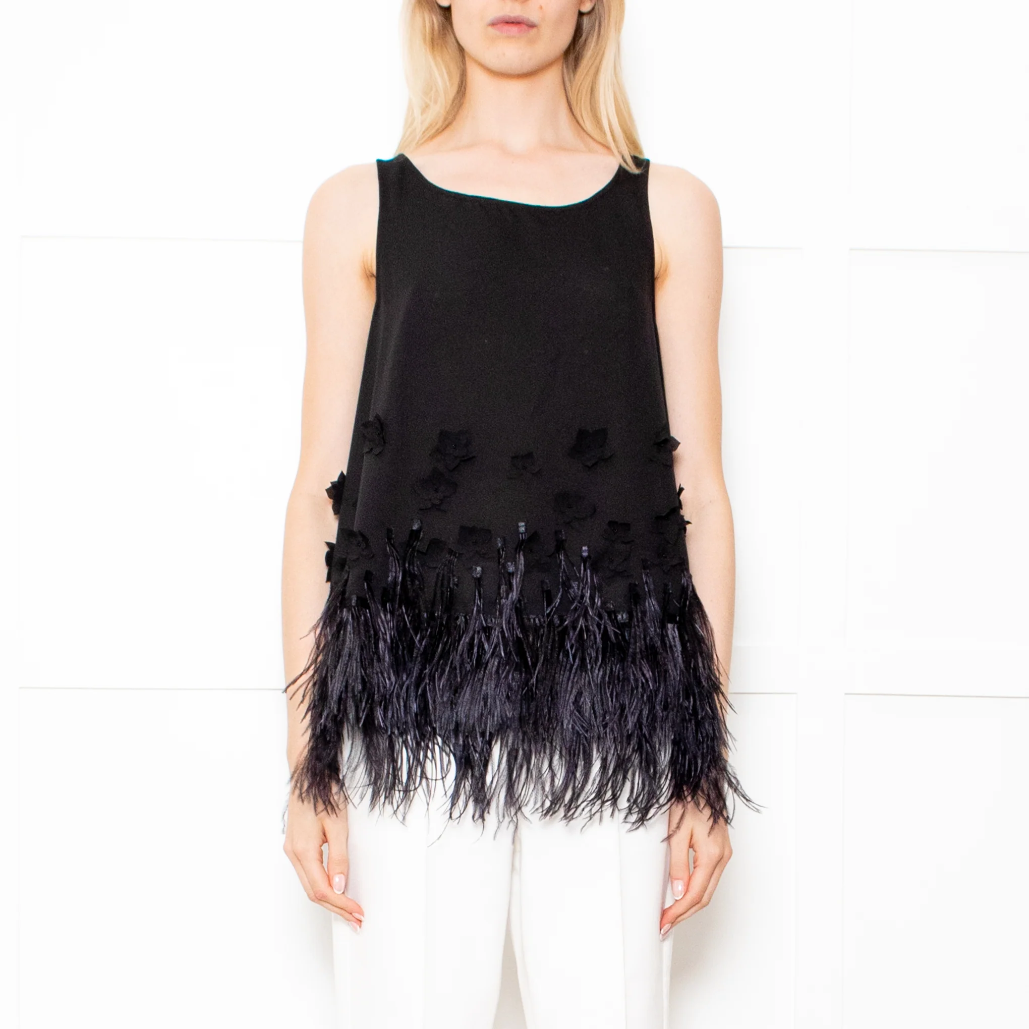 Moulinette Soeurs Black Feather Fringe Top - Image 2