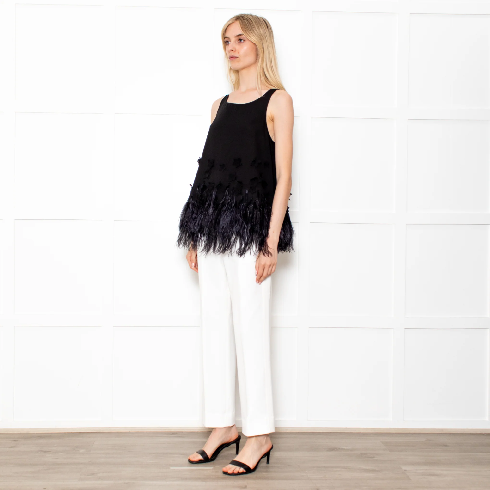 Moulinette Soeurs Black Feather Fringe Top - Image 3