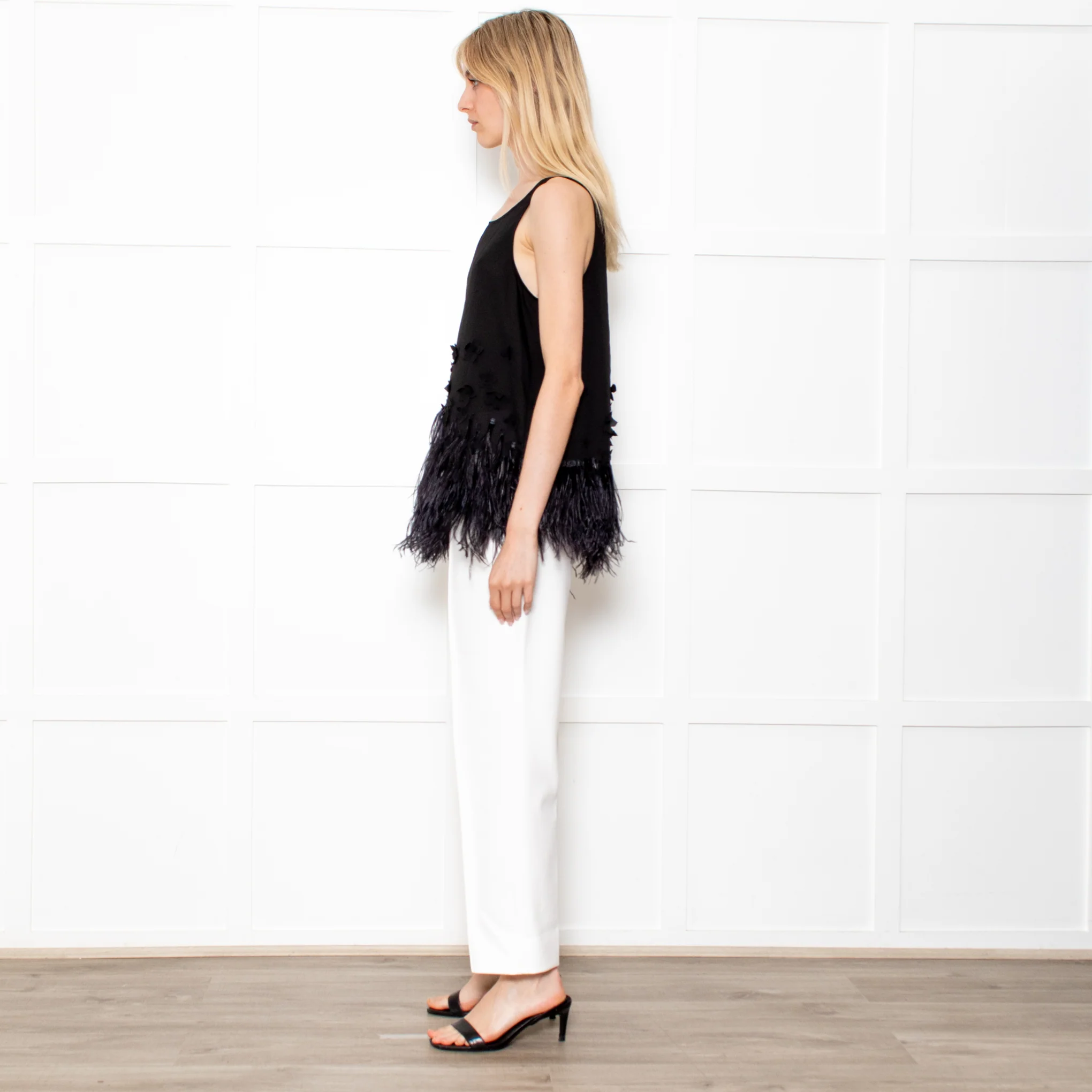 Moulinette Soeurs Black Feather Fringe Top - Image 4