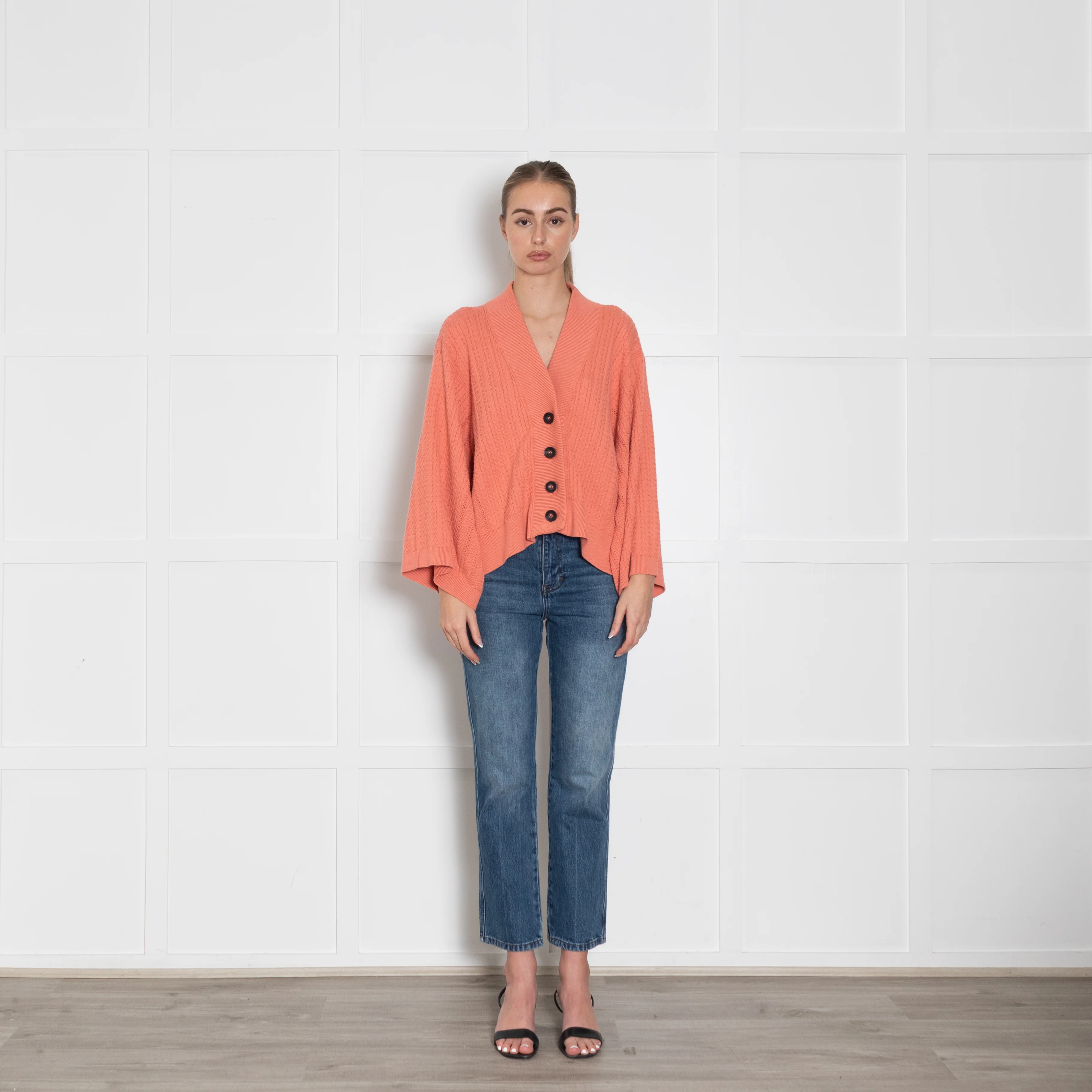 Mr Mittens Orange Cable Cotton Wide Sleeve Cardigan