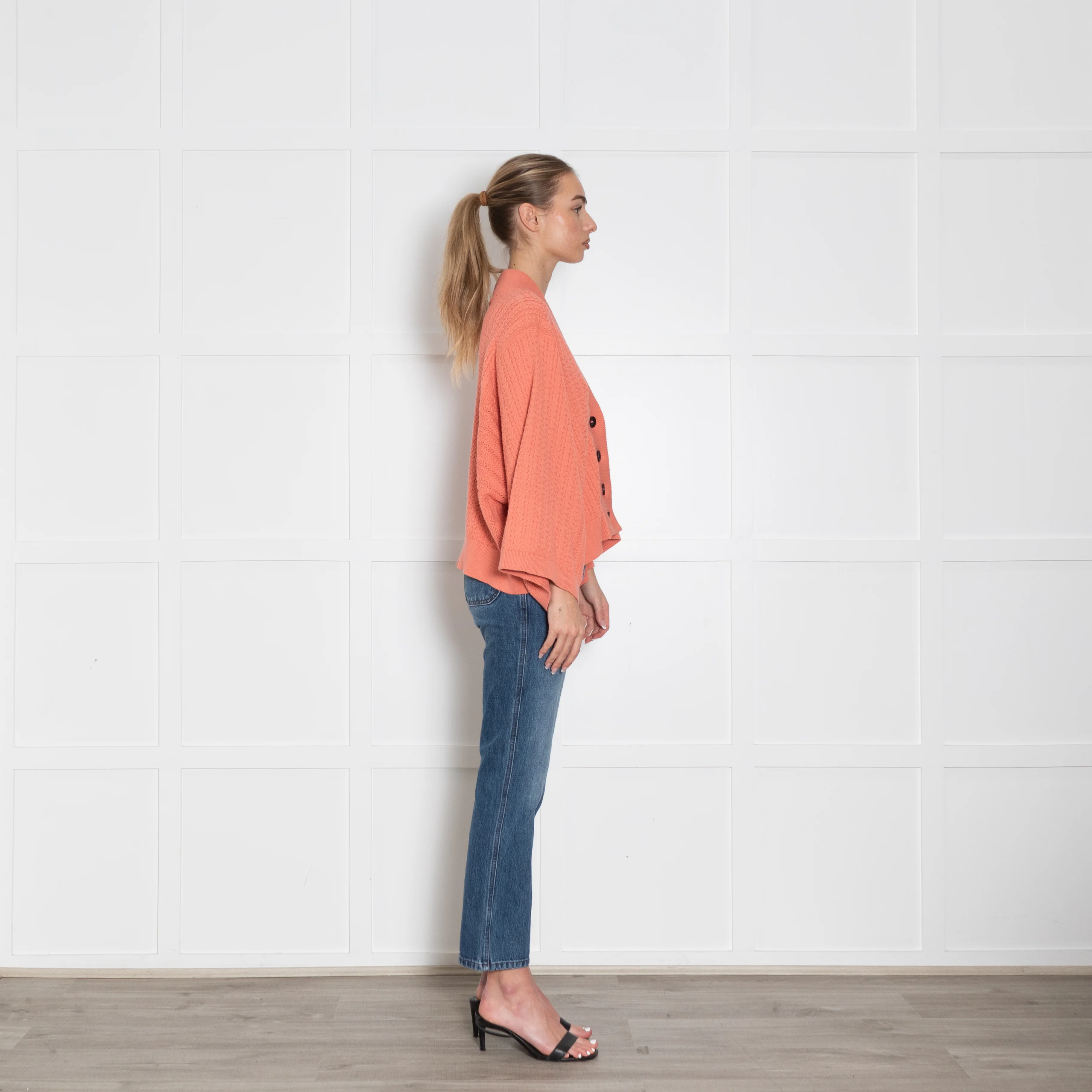 Mr Mittens Orange Cable Cotton Wide Sleeve Cardigan - Image 6