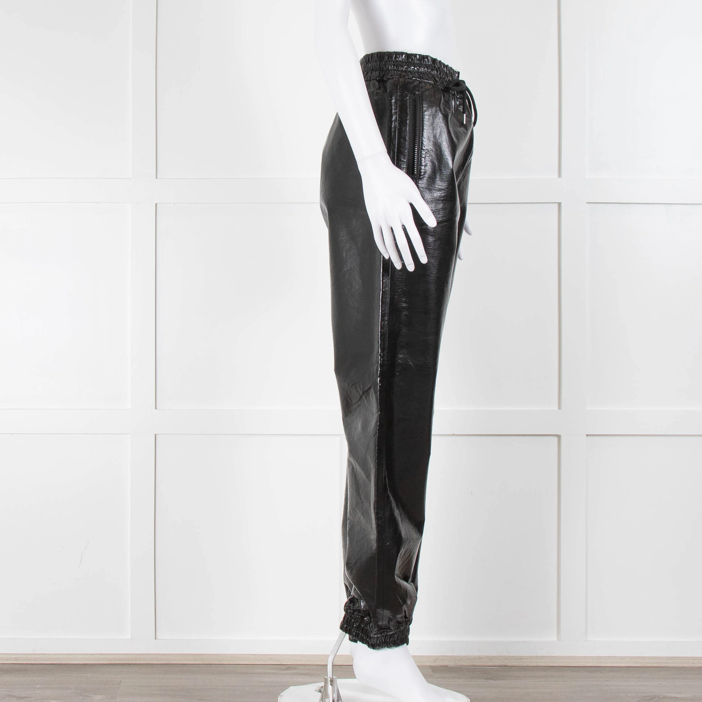 MSGM Black Faux Leather Joggers - Image 2