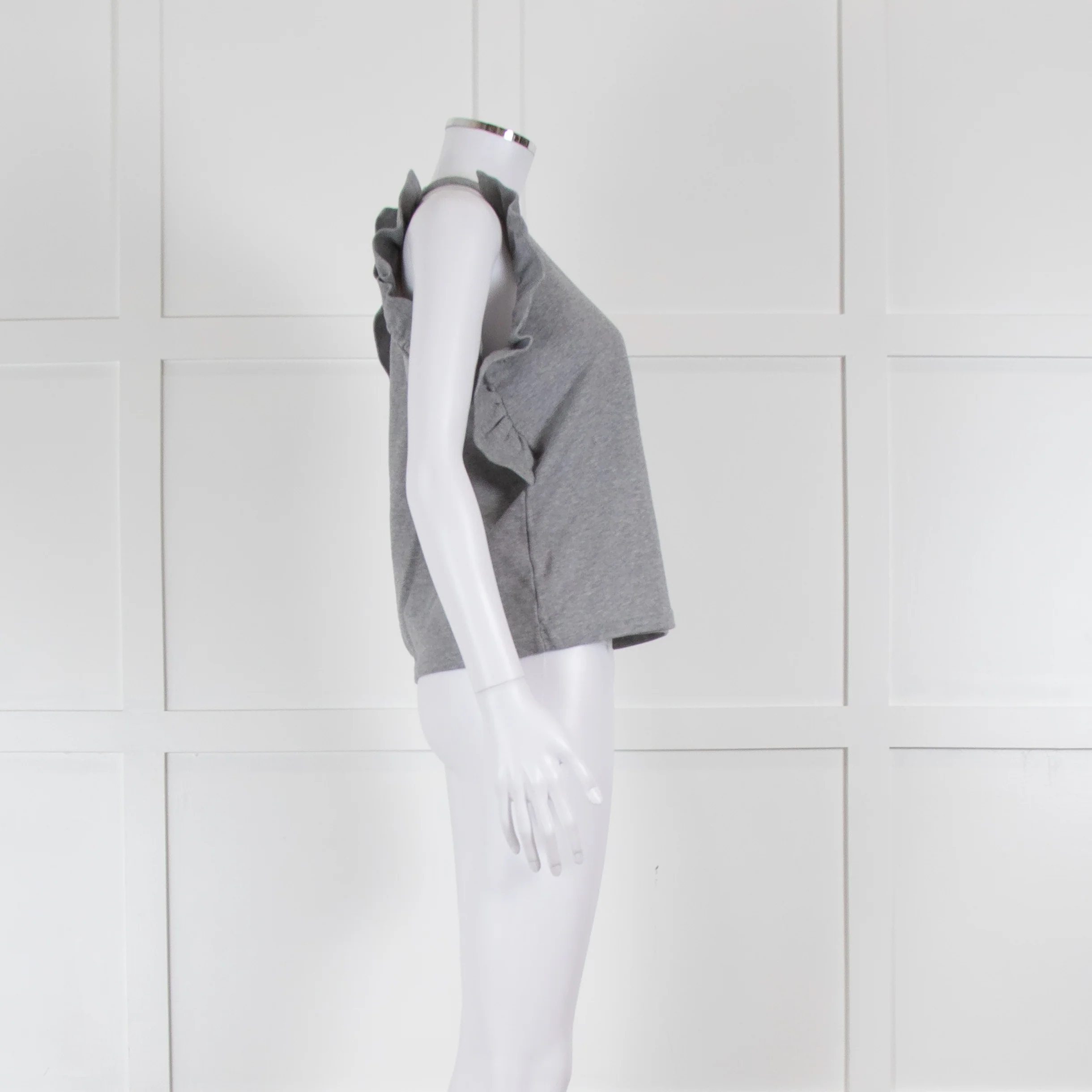 MSGM Grey Sleeveless Frilled Top - Image 3
