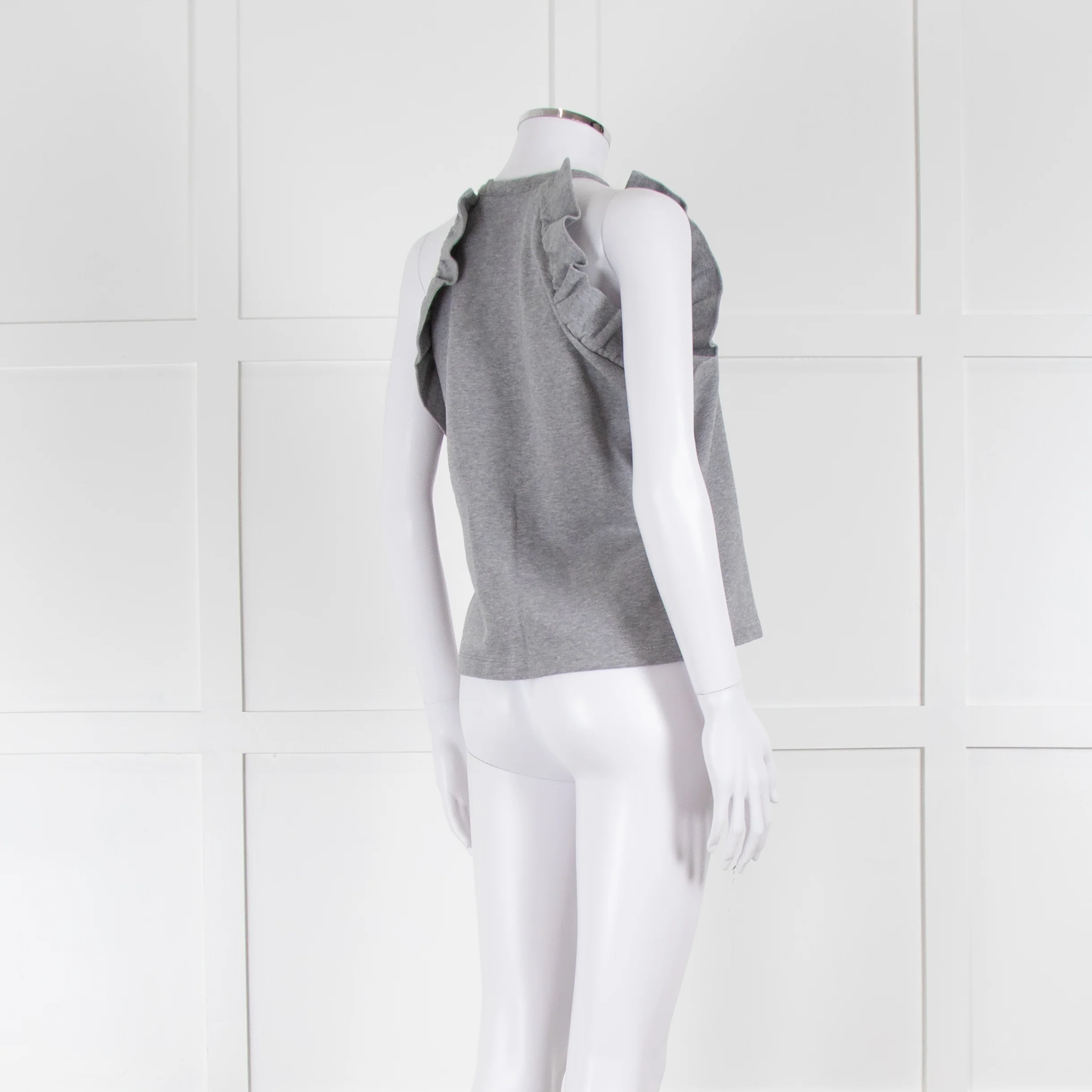 MSGM Grey Sleeveless Frilled Top - Image 4