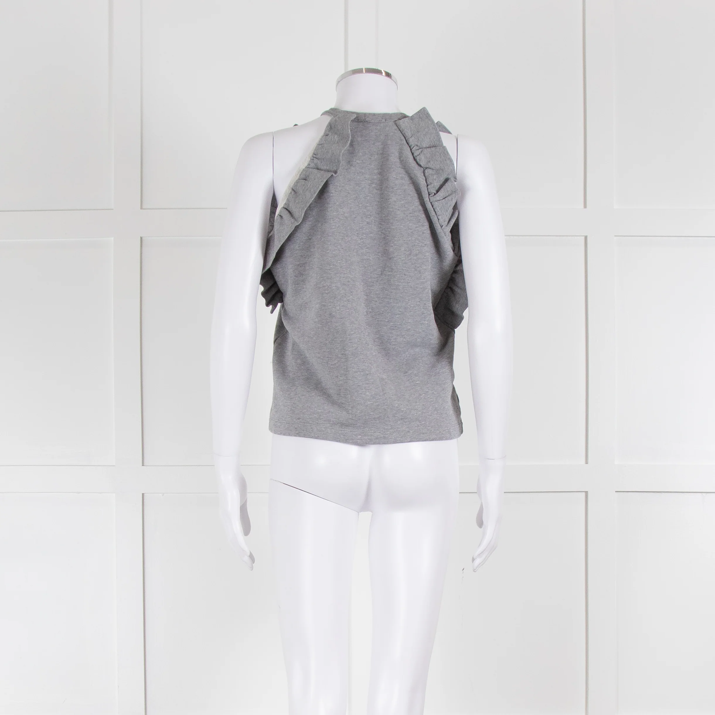 MSGM Grey Sleeveless Frilled Top - Image 5
