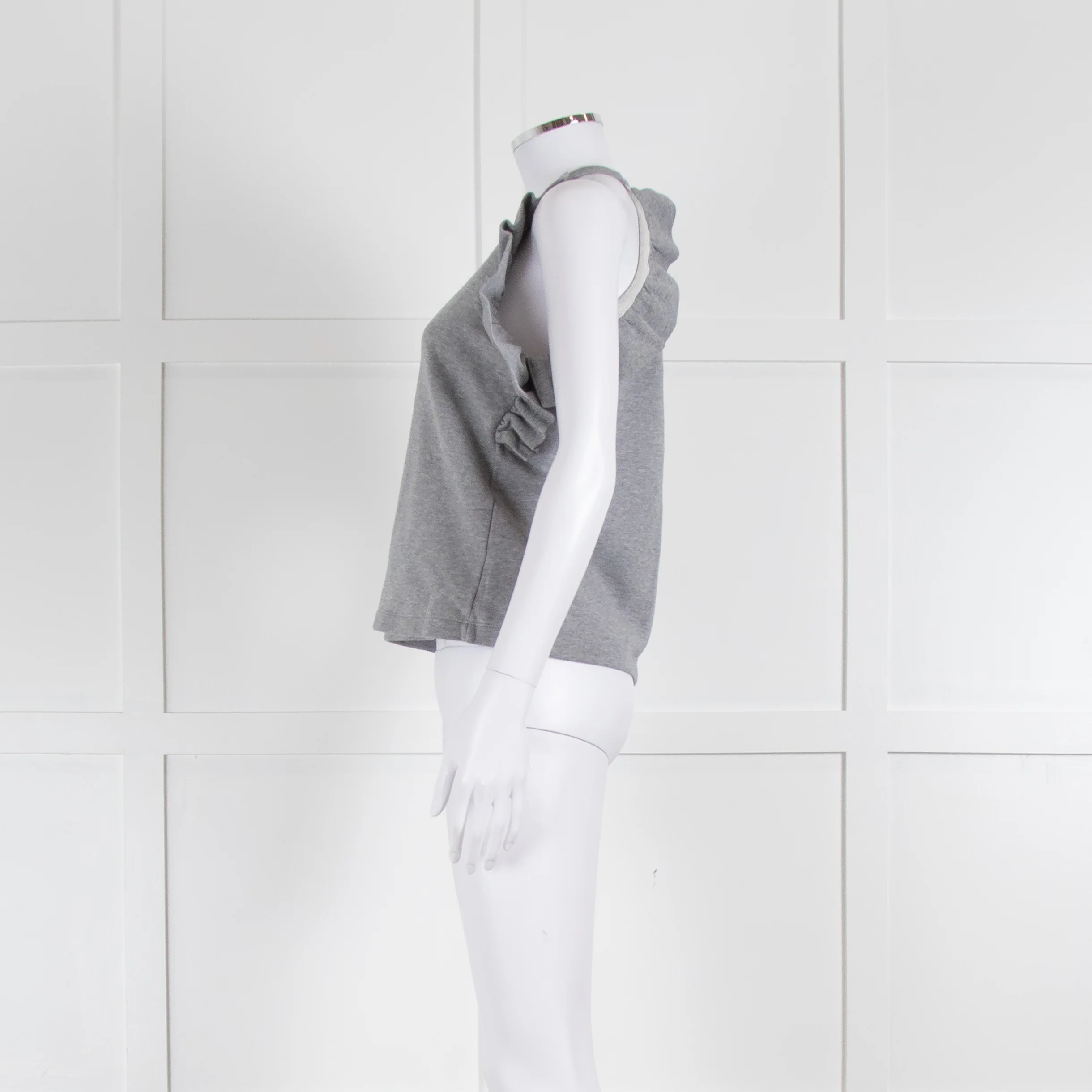 MSGM Grey Sleeveless Frilled Top - Image 7