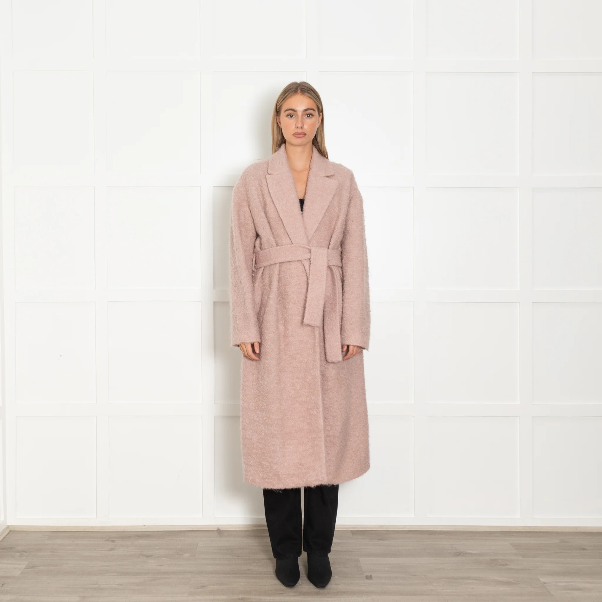 MSGM Pink Mohair Mix Coat With Belt