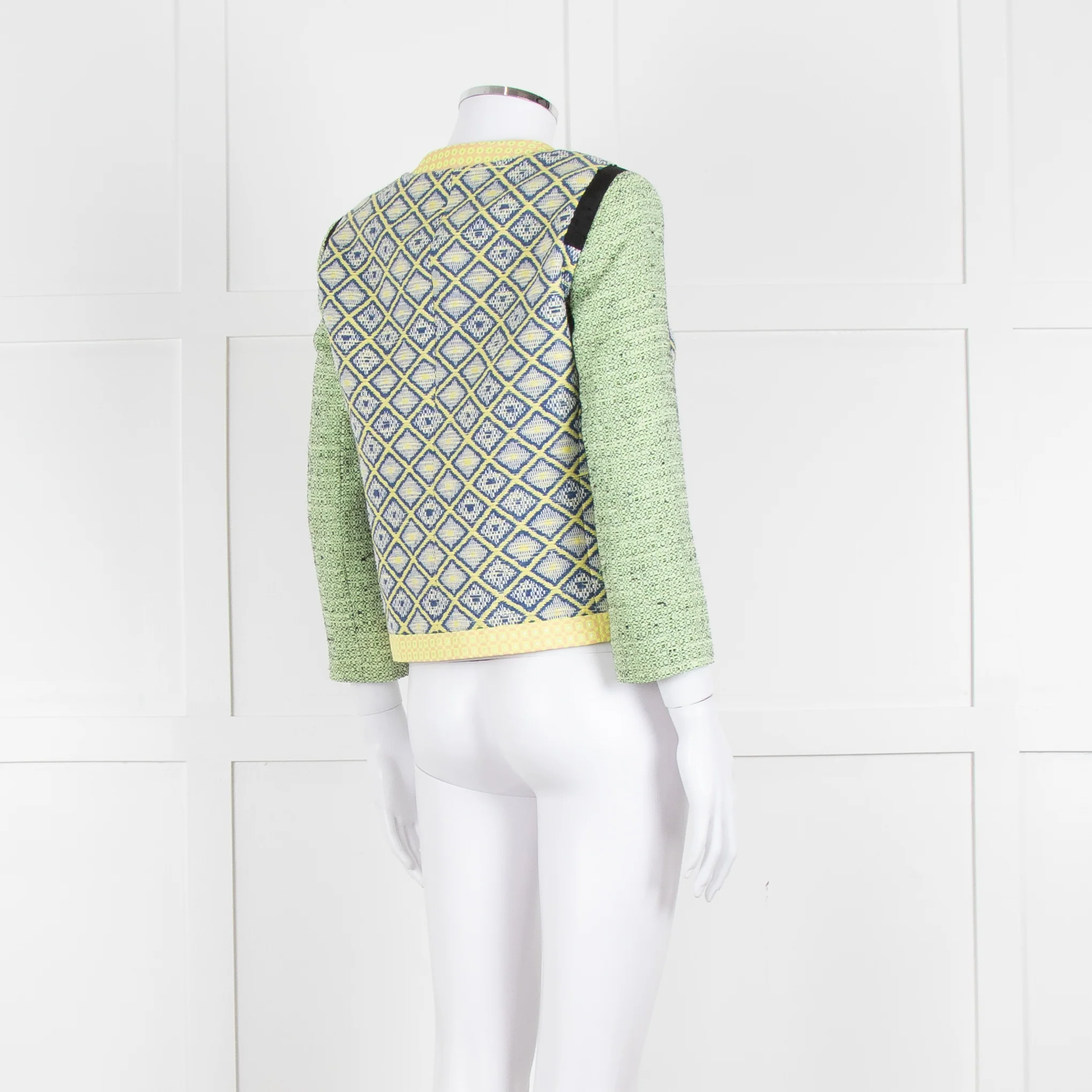 MSGM Yellow Blue Green Woven Print Jacket - Image 4
