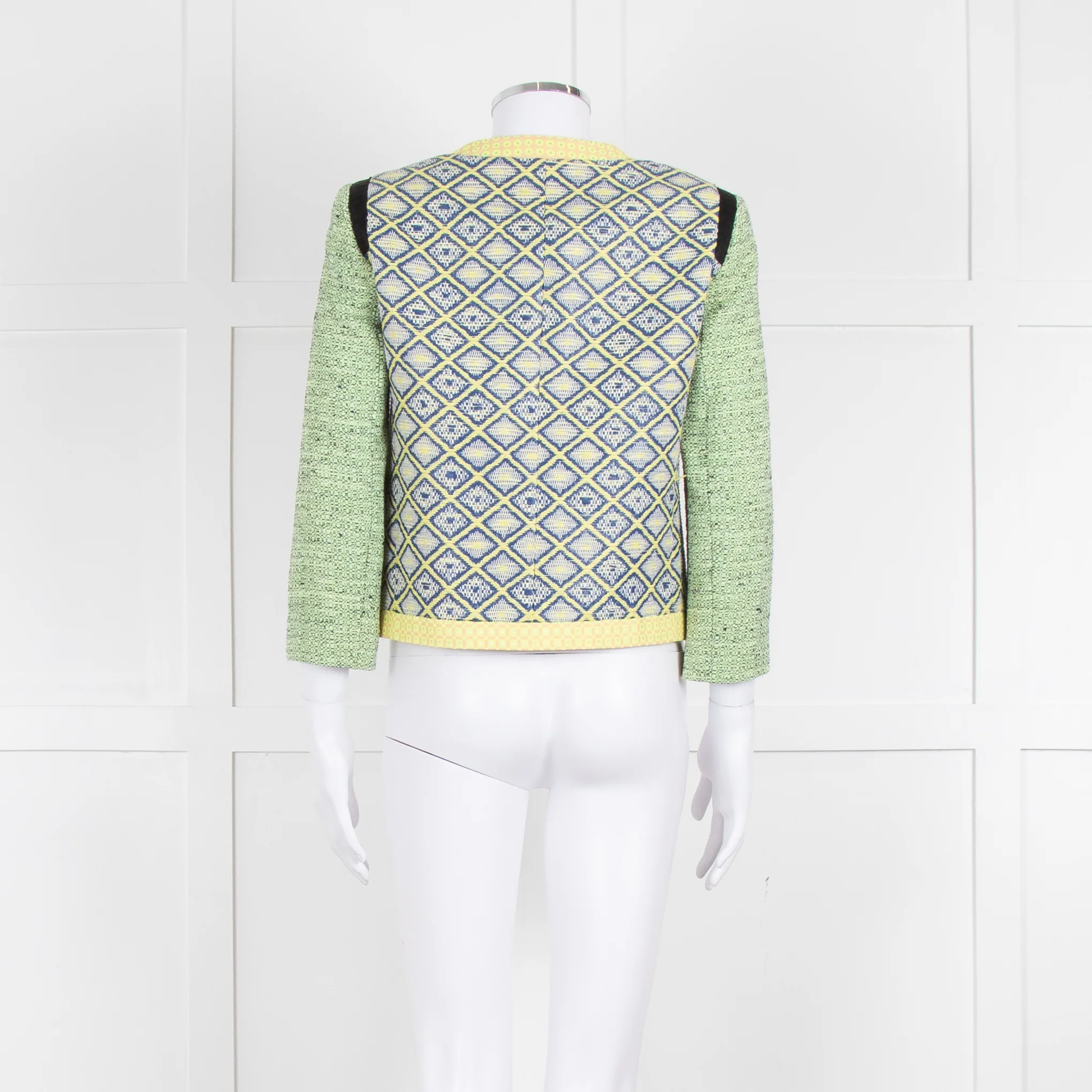 MSGM Yellow Blue Green Woven Print Jacket - Image 5