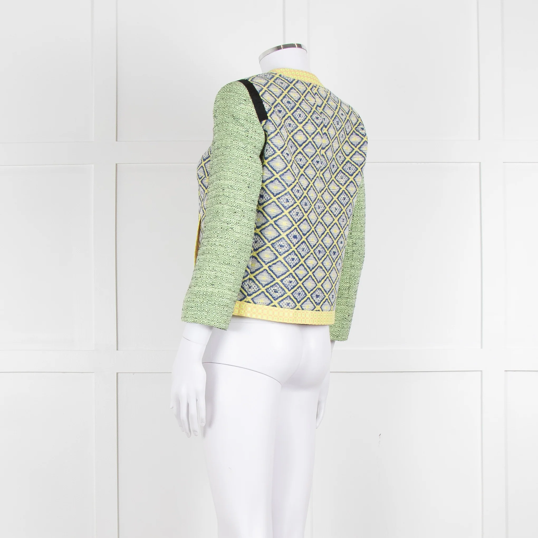 MSGM Yellow Blue Green Woven Print Jacket - Image 6