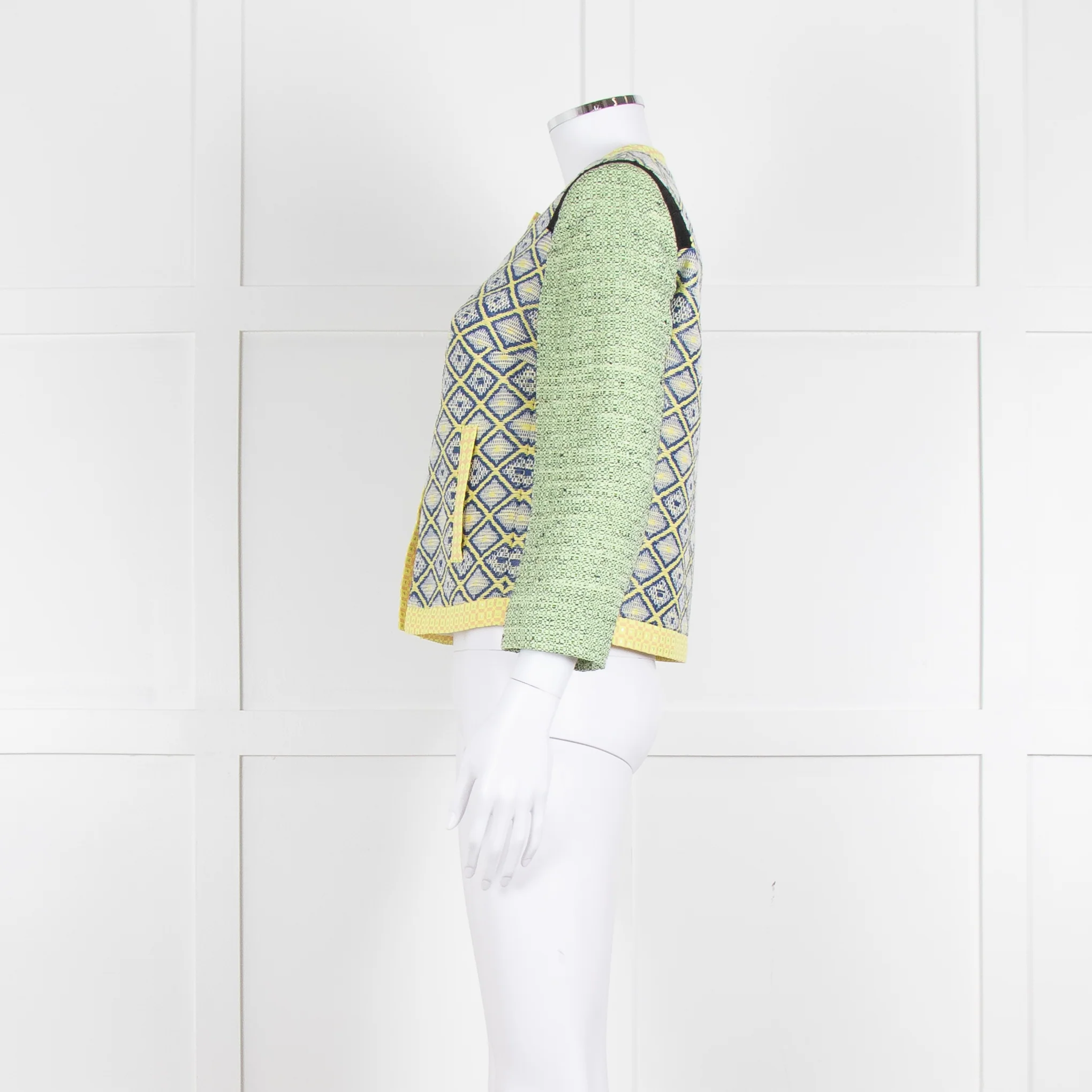 MSGM Yellow Blue Green Woven Print Jacket - Image 7