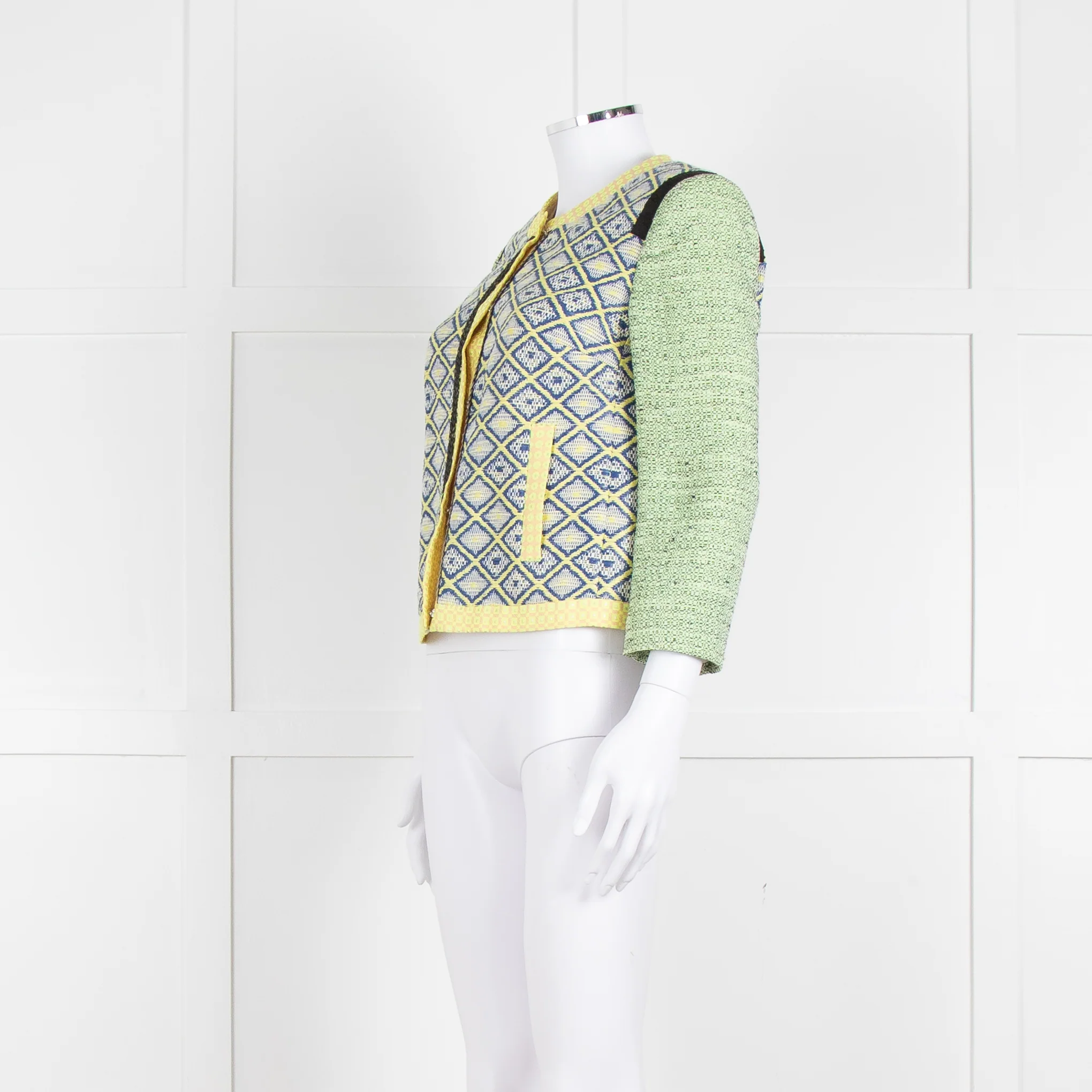 MSGM Yellow Blue Green Woven Print Jacket - Image 8
