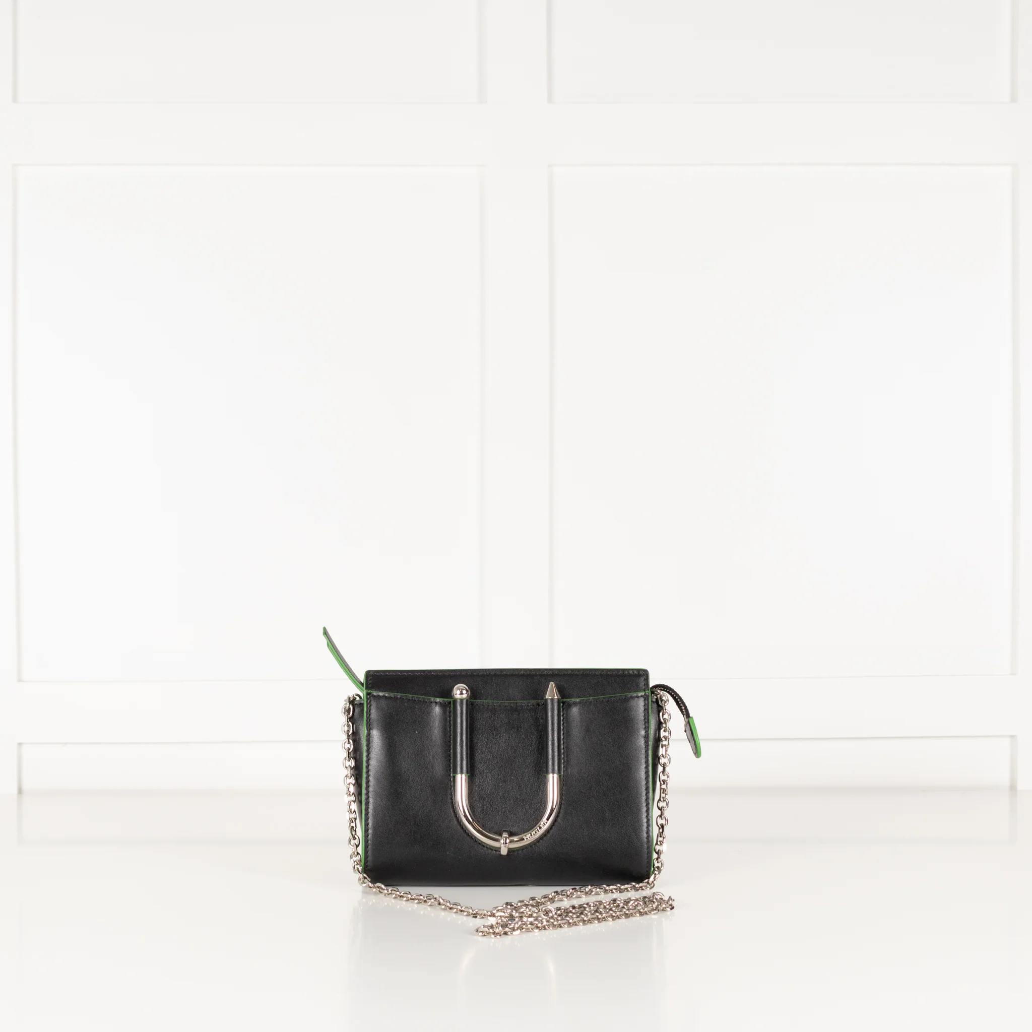 Mugler Black Crossbody Bag with Green Edges