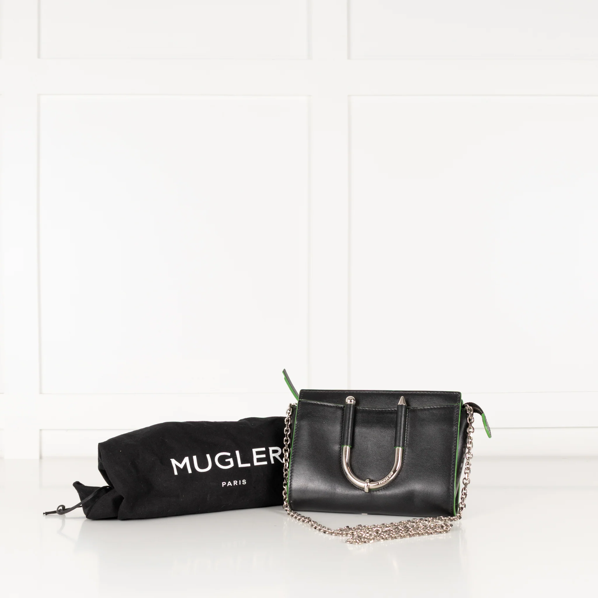 Mugler Black Crossbody Bag with Green Edges - Image 3